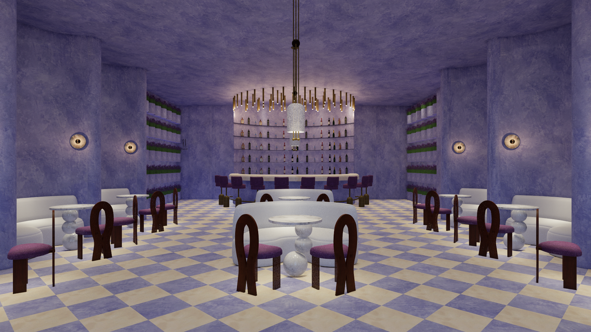 View on the stage to the bar