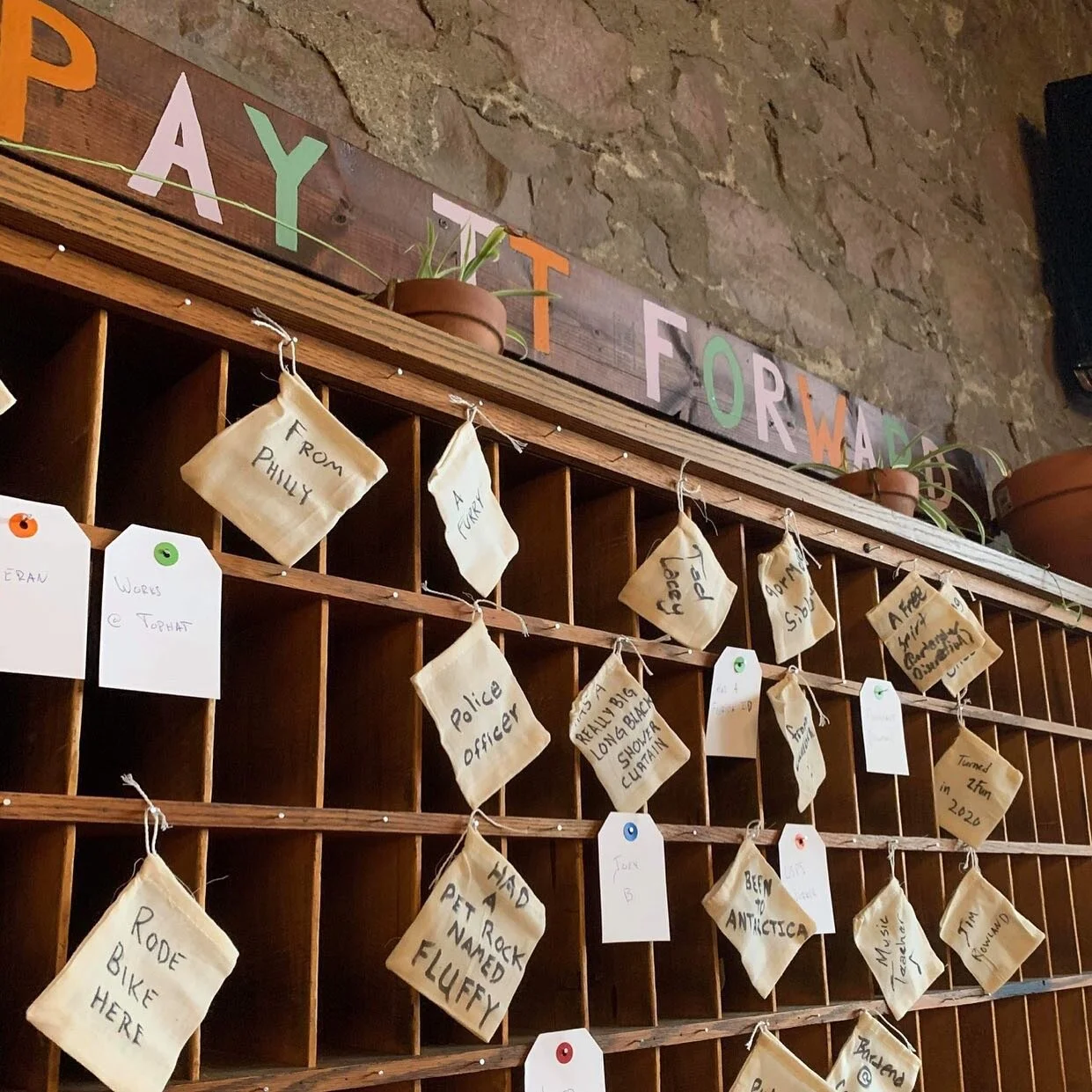 If you&rsquo;re dining or drinking in - check out our new Pay It Forward board!
Pay $7 to buy a drink for a friend, type of job, or qualifying characteristic!
If you qualify on the board - there&rsquo;s a drink waiting here for you!