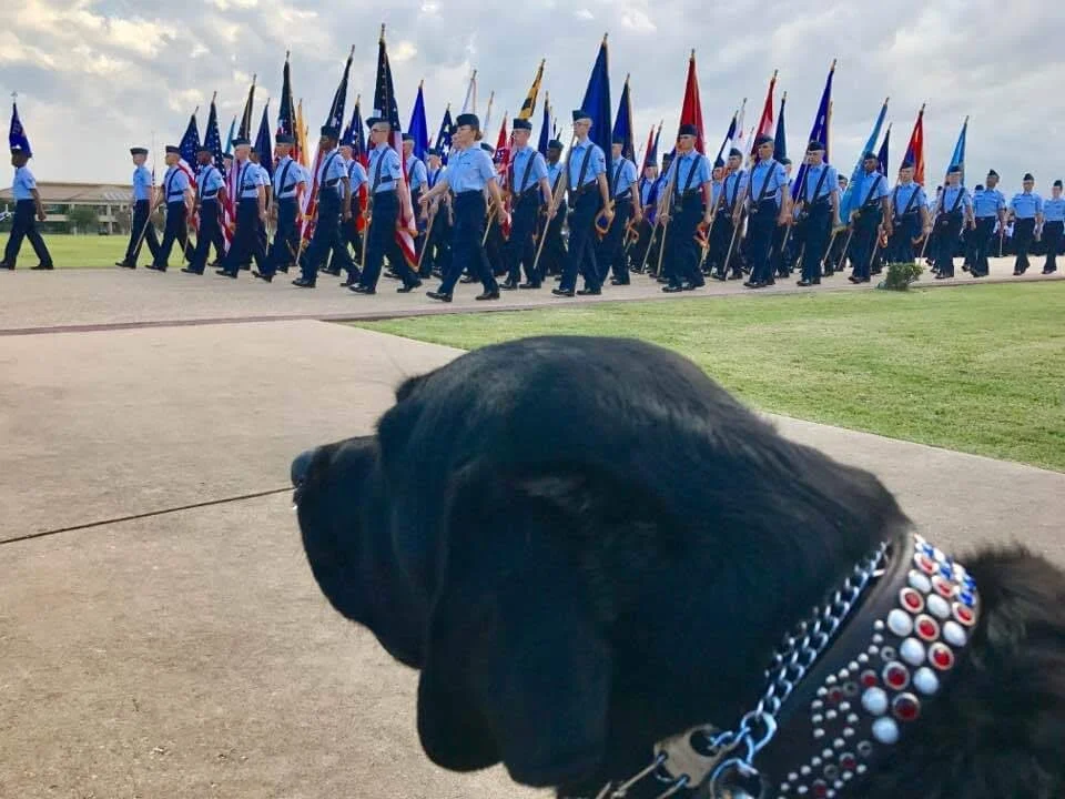 Rue inspecting the Air Force troops