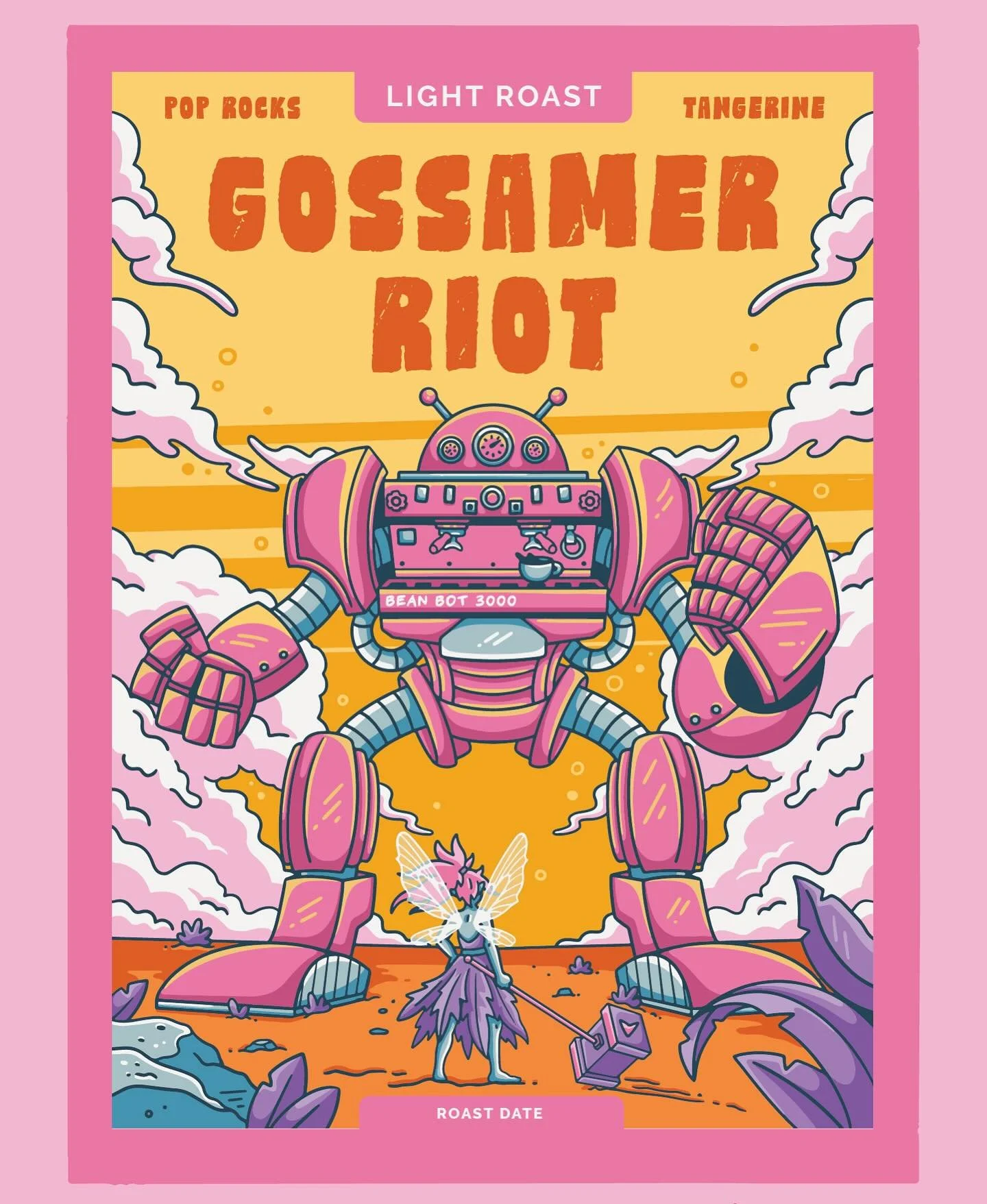 Gossamer Riot has entered the arena.
 This is the calm before your storm, the cup before the chaos.

Inspired by early morning stillness, The Flaming Lips, Fairies, and my obsession with light, bright, fruity roasts, this coffee captures that one mom