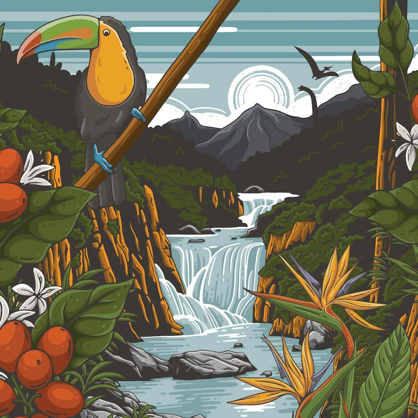 Stone creek coffee label art from the past couple of months