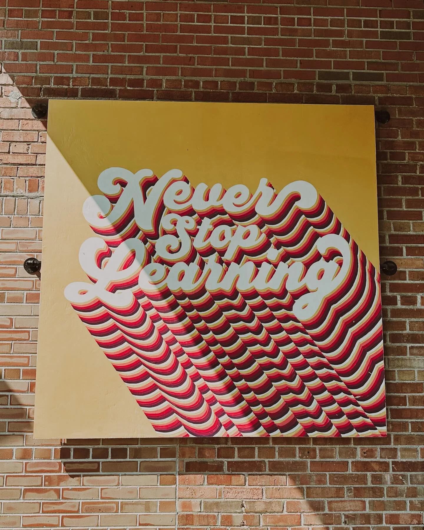Created this one about a year ago for the Stone Creek Coffee on Harwood Ave! #neverstoplearning #stonecreekcoffee #mural #typography