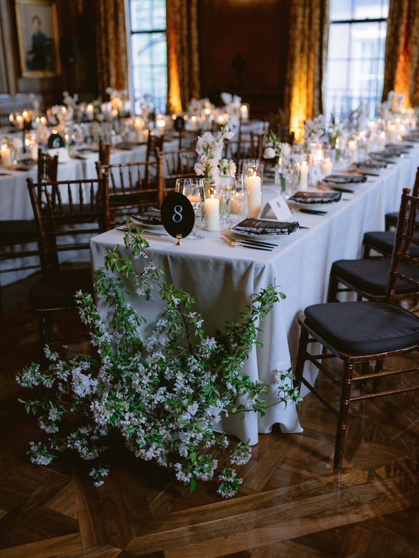 Crabapple blossoms for K + S. An early spring wedding has all the flowering branches you could dream of. Big fan of Spring weddings!