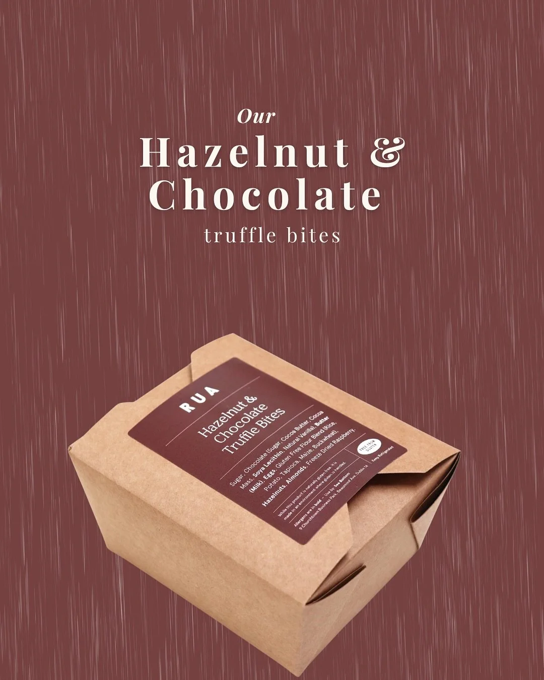 Everything you need to know about our (very delicious) Hazelnut &amp; Chocolate Truffle Bites..🤝 

Order yours now at ruafood.com
.
.
.
#ruafood #chocolate #hazelnutchocolate #chocolatebites #healthysnackideas #glutenfree #freefromsnacks #dublinfood