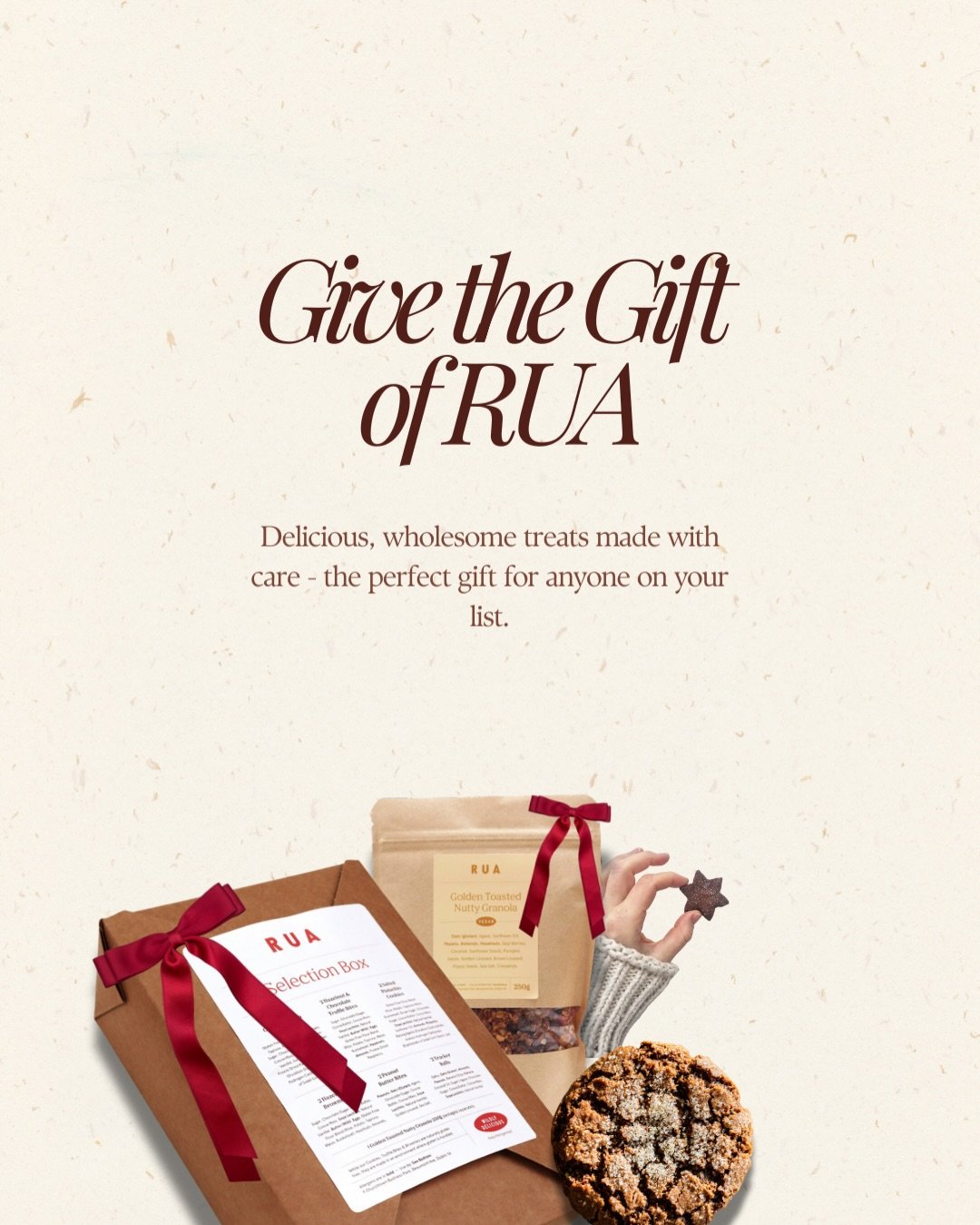 🎄 Make someone&rsquo;s Christmas extra special with RUA! 

Every treat is made with care, so you can give a gift that feels thoughtful, personal, and delicious. Each order comes beautifully wrapped with a note you can personalise - the perfect littl