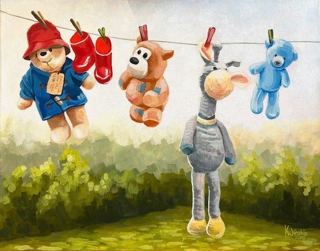 Colour wash - Bath time | acrylic on canvas framed | 40x50cm | £225