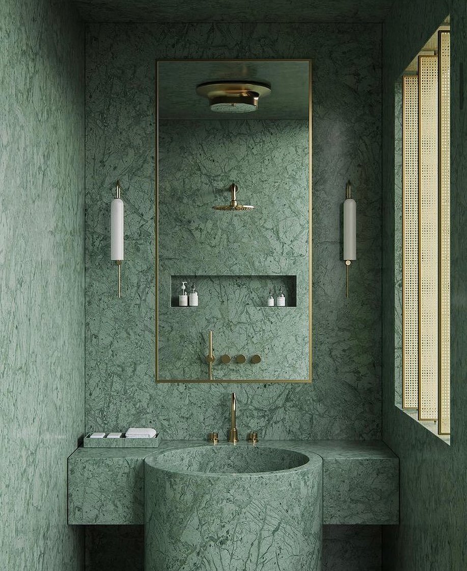 😍

Design: @noasantos 
.
.
.
#bathroomdesign #bathroominterior #greenbathroom #luxuryliving #texture #ceramic #interiordesign #interiorstylist #colours #homedecorideas #decor #homedecor #lifestyle #designdetails #interiorarchitecture #designer #inte