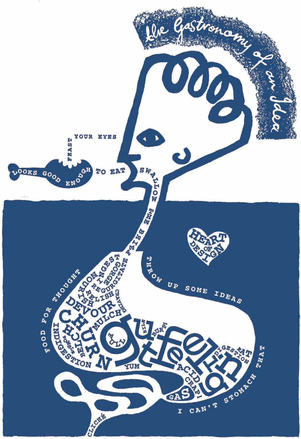 A visual from our own archives. Designed by our former agency, Cicchianni Malone, and distributed to clients in the ’90s, this poster mapped the creative process we lived by, pauses and all.