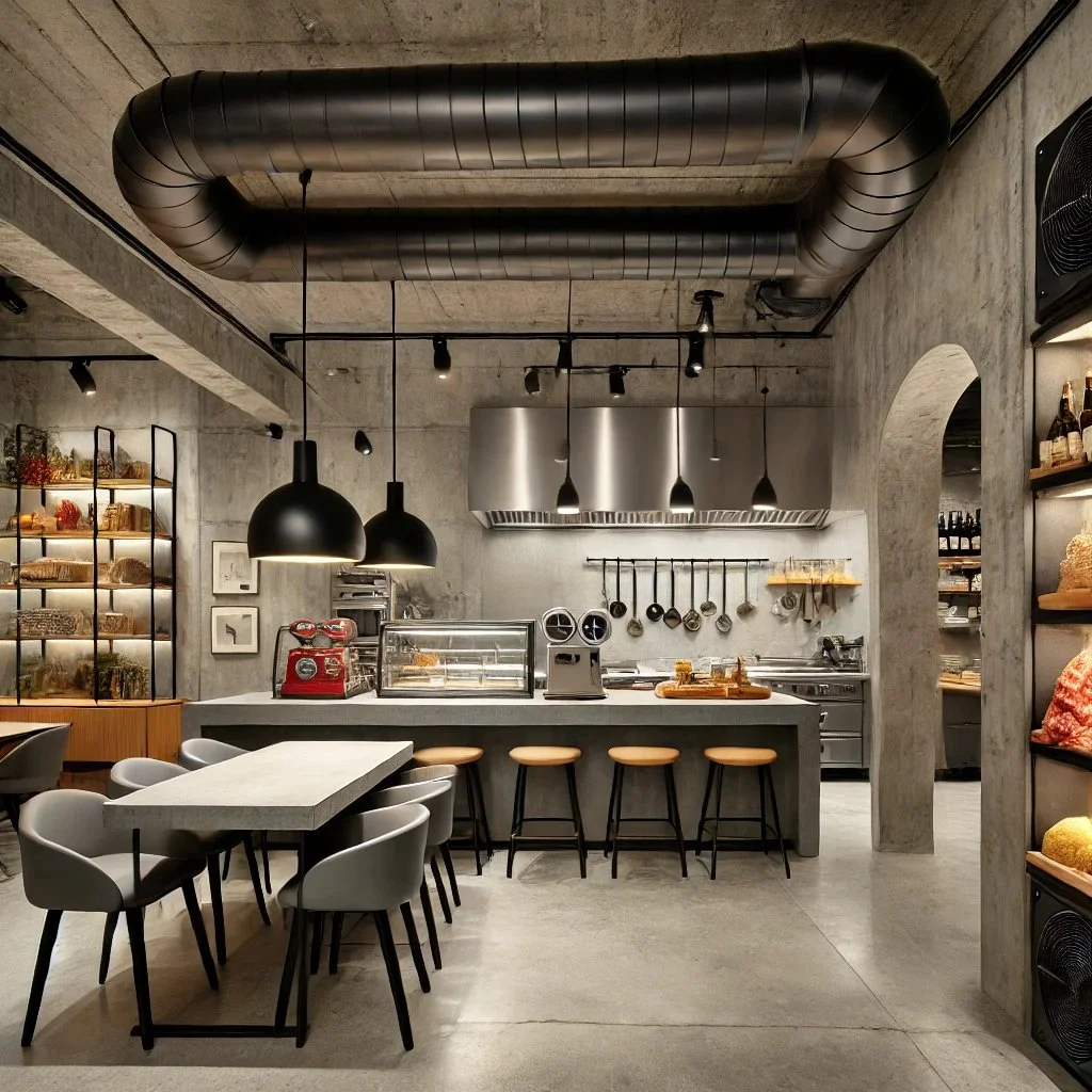 DALL·E 2024-08-19 14.40.37 - An Italian delicatessen shop with modern furniture featuring more concrete finishes and a black matte HVAC system. The shop includes an industrial aes.jpeg