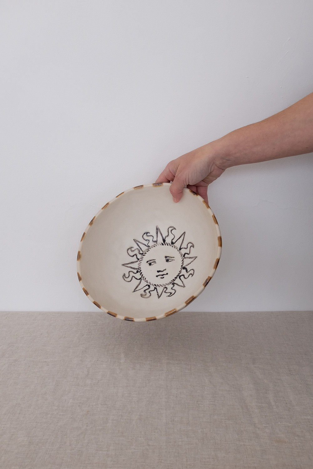 Brown Striped Celestial Bowl by Lorraine Robbins