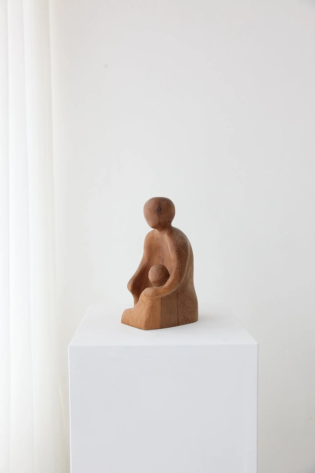Hand Carved Mother and Child Sculpture