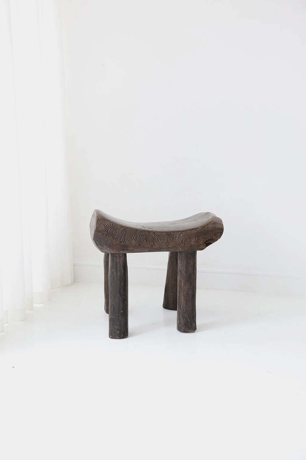 Hand Carved Vintage Wooden Stool