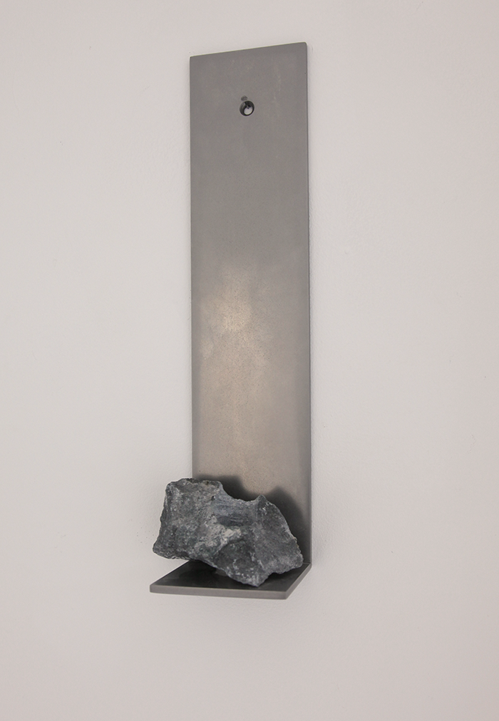 Black Soapstone and Steel Candle Sconce by Elizabeth Lenny