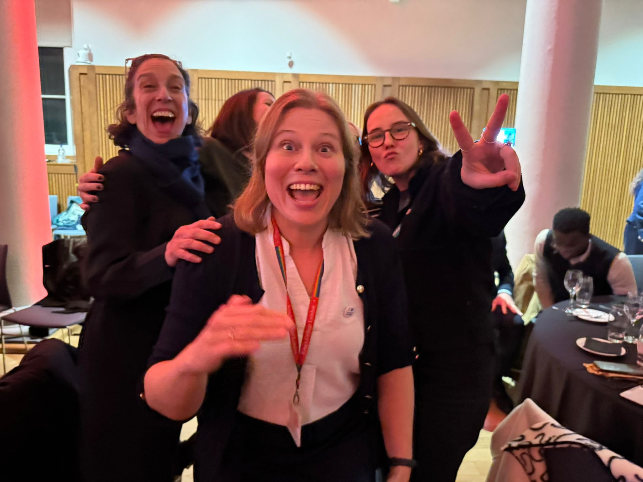 before photo 2 - King's Engaged Researcher Awards Jan 2025 with fellow 'What does radiotherapy mean to you?' art workshops participants, Liane Harris, Lisa Whittaker, Nicole and Jesse.
