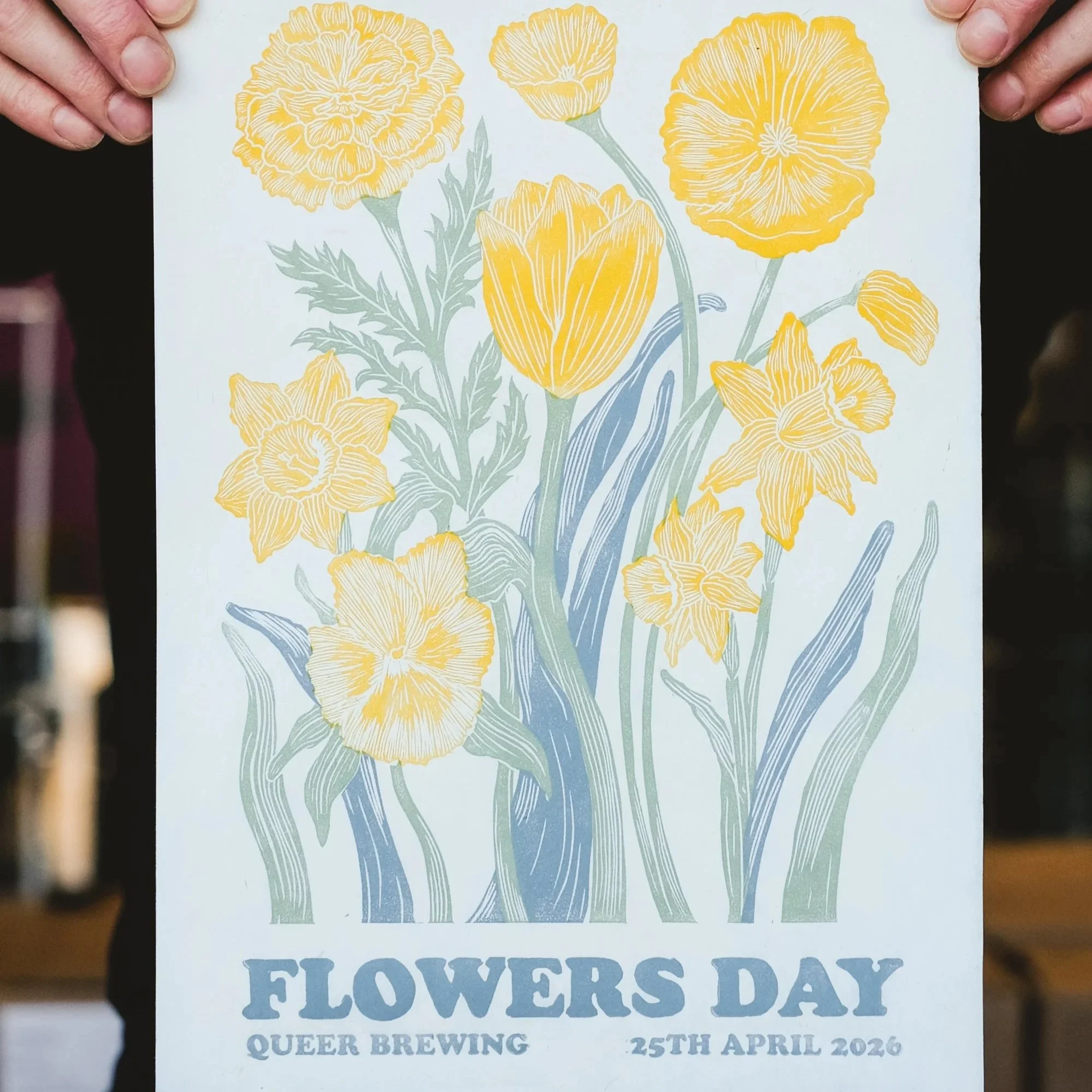 Flowers Day Lino Cut Print