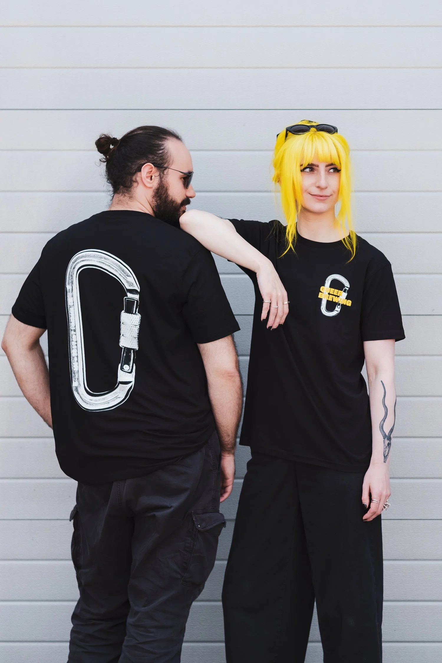 Carabiner Black T-Shirt — Queer Brewing