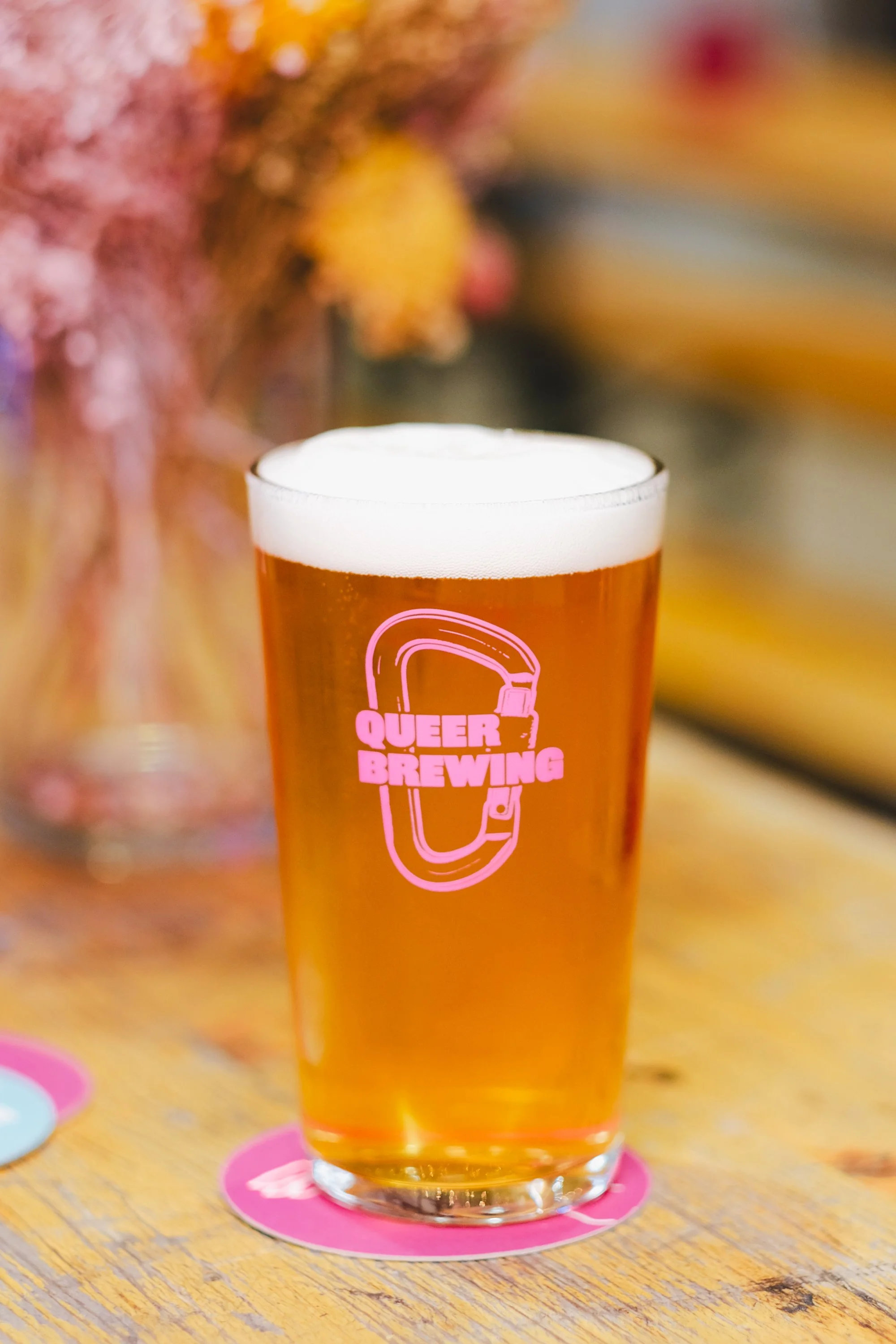 Carabiner Hot Pink Pint Glass