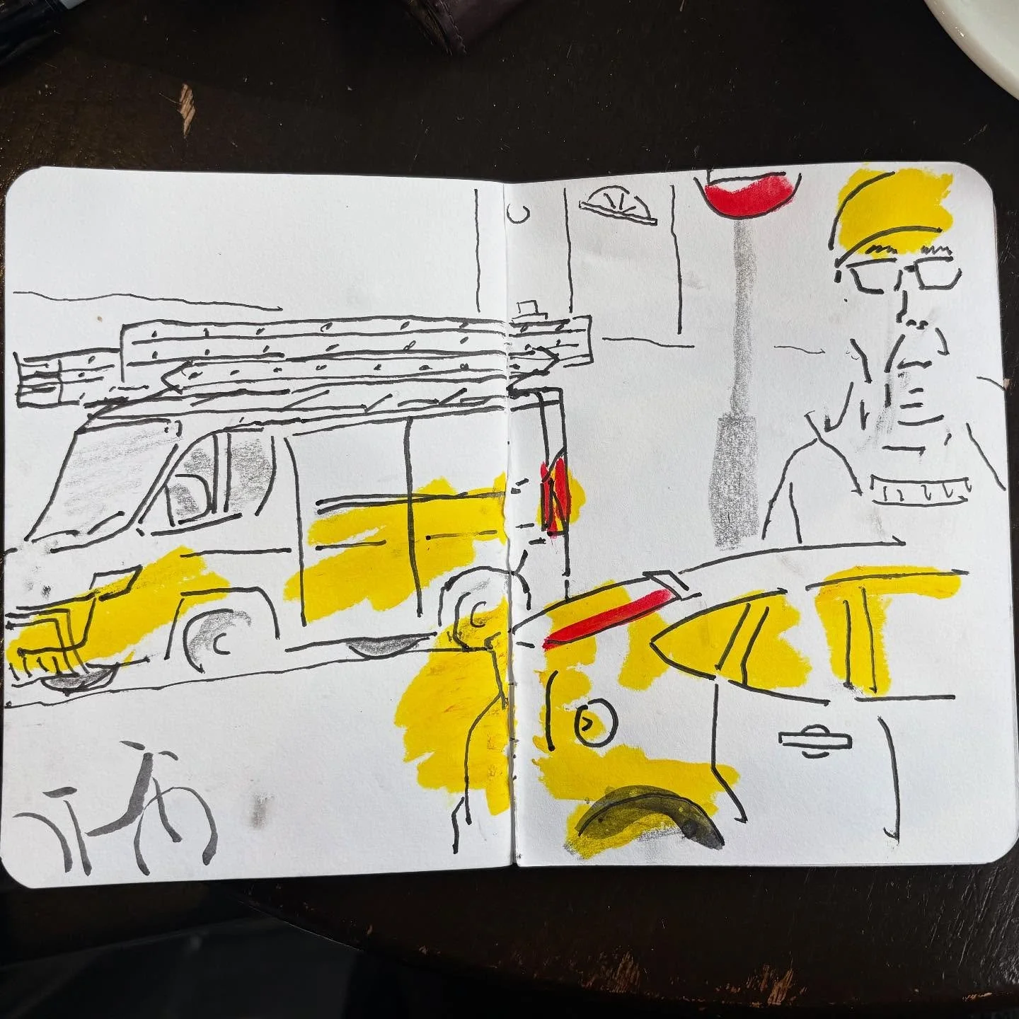 Coffee with Rich @georgescafebrockley this morning ☕️✏️
.
.
#walktosee #goodshipillo #urbansketch #sketchbook #coffeetime #brockley #penandink #sketchinglife #everydayartist