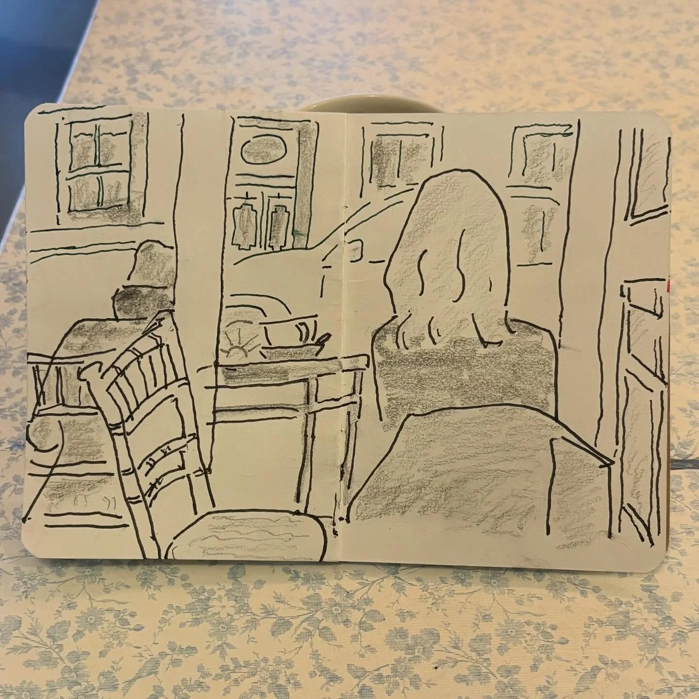 Coffee and sketch @maison_bertaux ☕️✏️
.
#londonlife #cafesketch #coffeeanddrawing #walktosee #goodshipillo