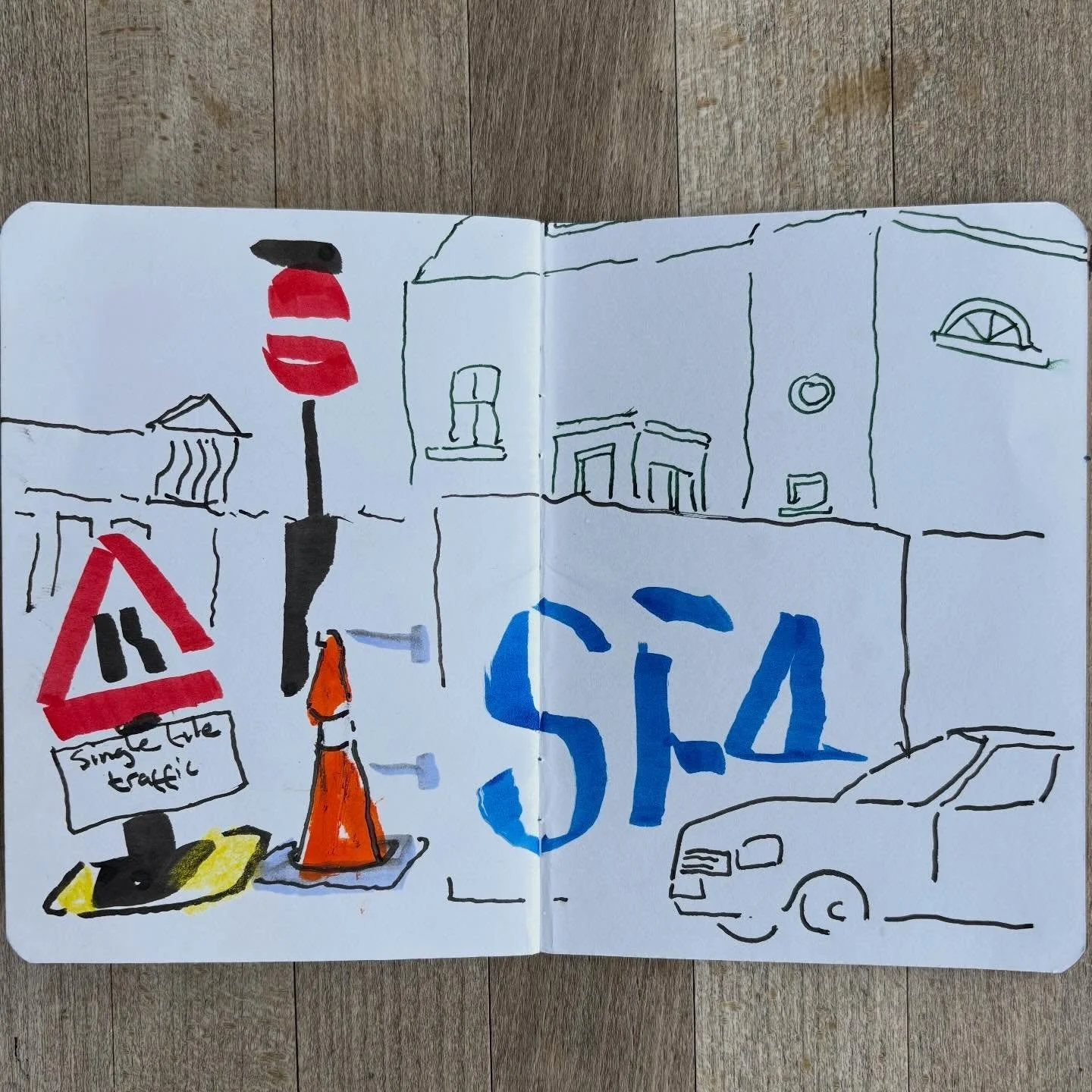 Coffee, a sketch, and a bit of single file traffic outside @georgescafebrockley ☕️🚧✏️

A small pause in the morning before the day gets going.