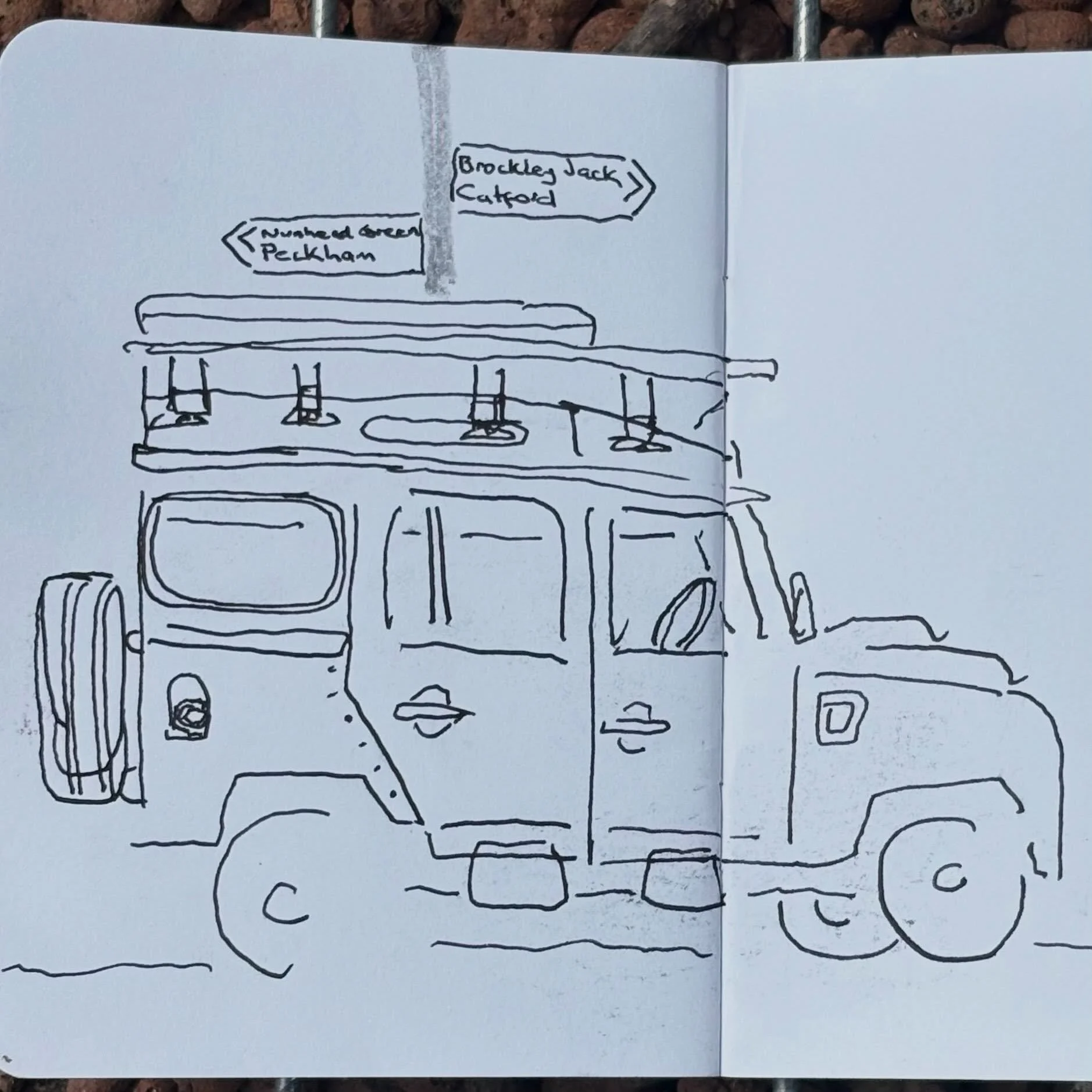 Sat drawing nice Land Rover @4threserve 
.
#walktosee #goodshipillo ##walktoseetinysketchbook #urbansketcher