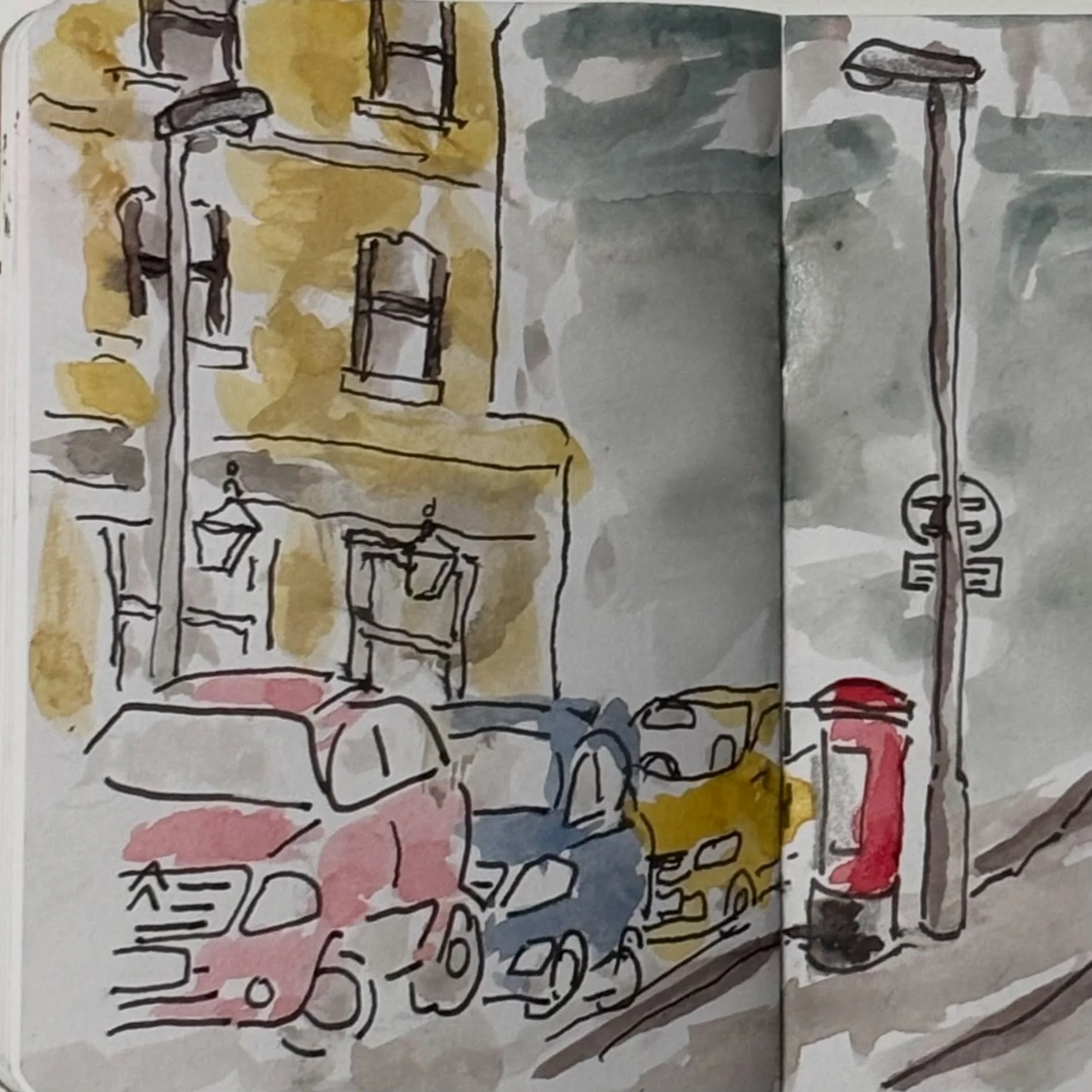 Coffee @georgescafebrockley 
.
.
#walktosee #goodshipillo #drawingfromlife  #cardrawing #urbansketcher