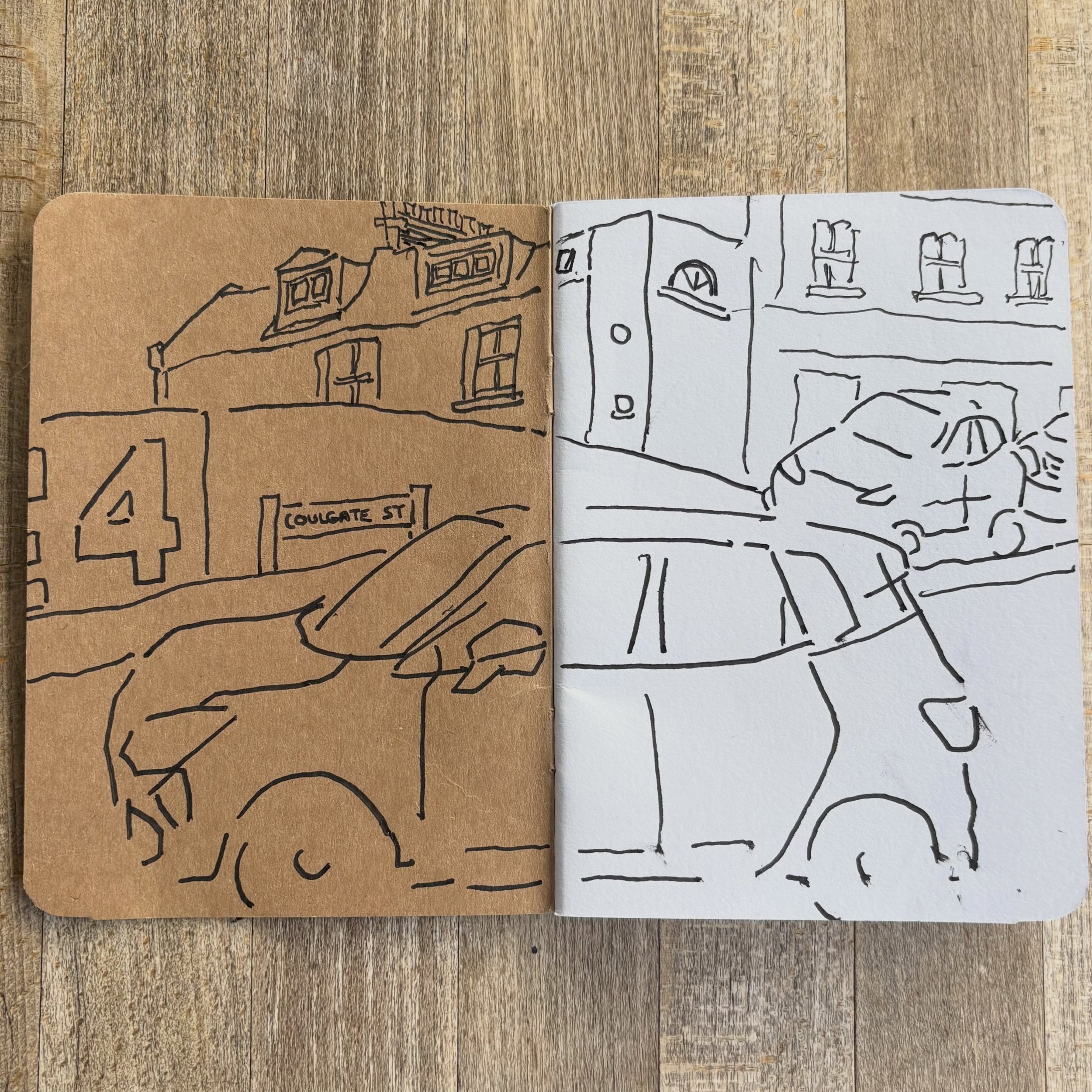 More coffee @georgescafebrockley 
.
#walktosee #goodshipillo #drawingfromlife  #cardrawing #urbansketcher