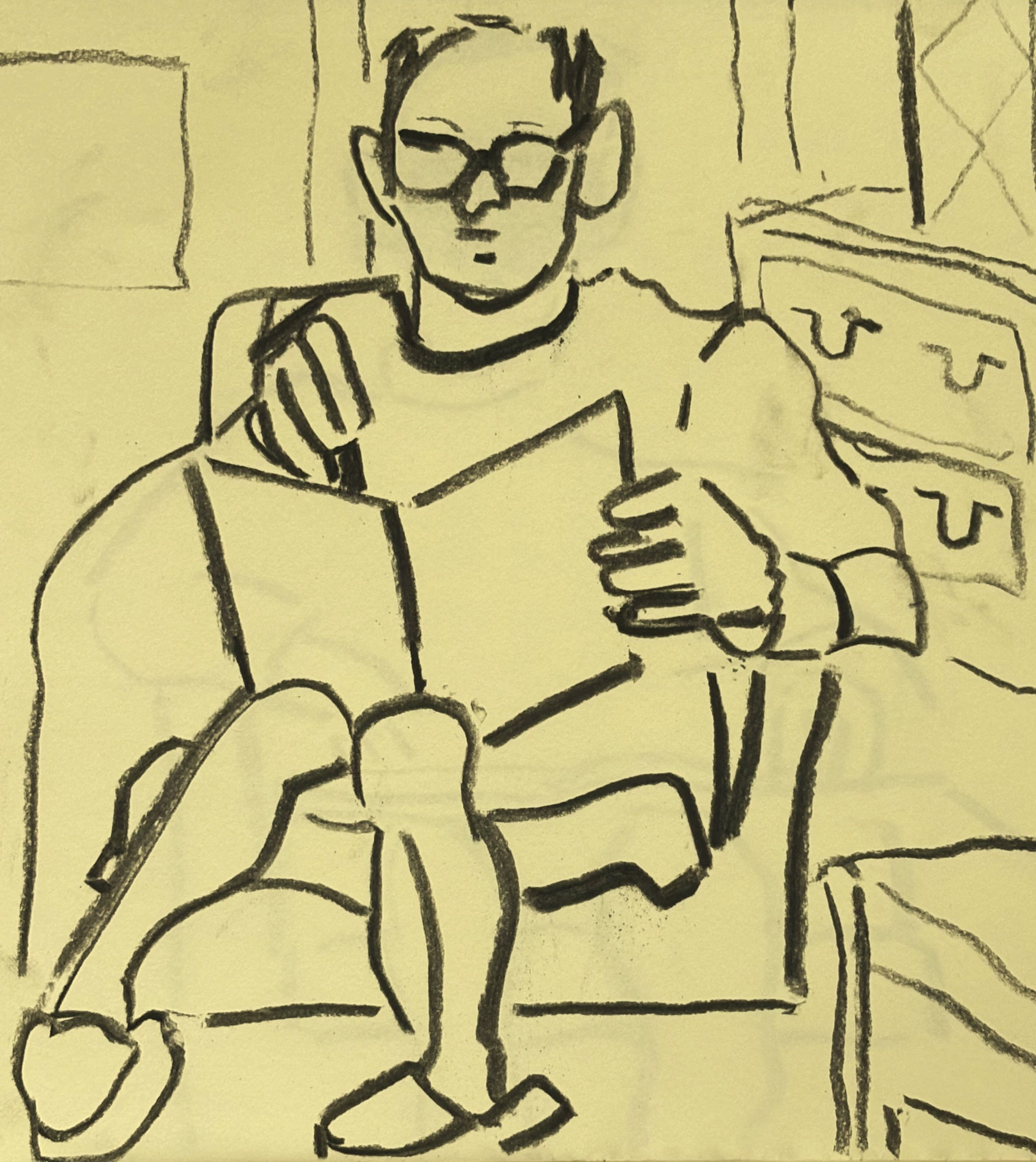 Person seated in a chair being observed, representing attention to the individual rather than just symptoms