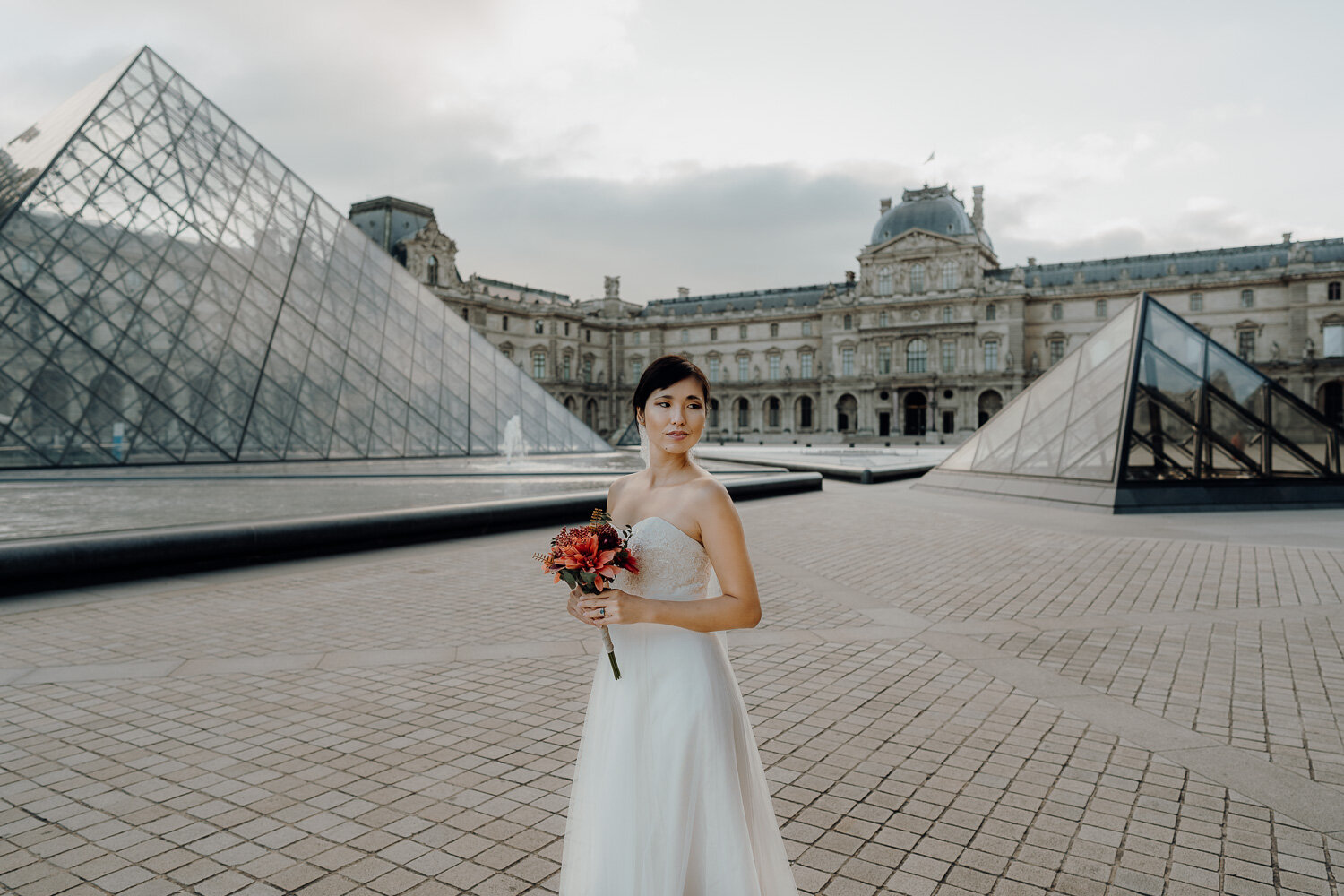 Bride louvre museum Paris France