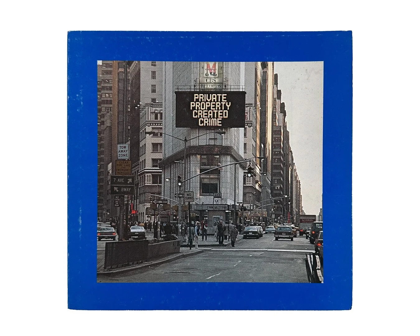 Jenny Holzer — Private Property Created Crime, 1984 — catalogue cover, Kunsthalle Basel and Le Nouveau Musée Villeurbanne