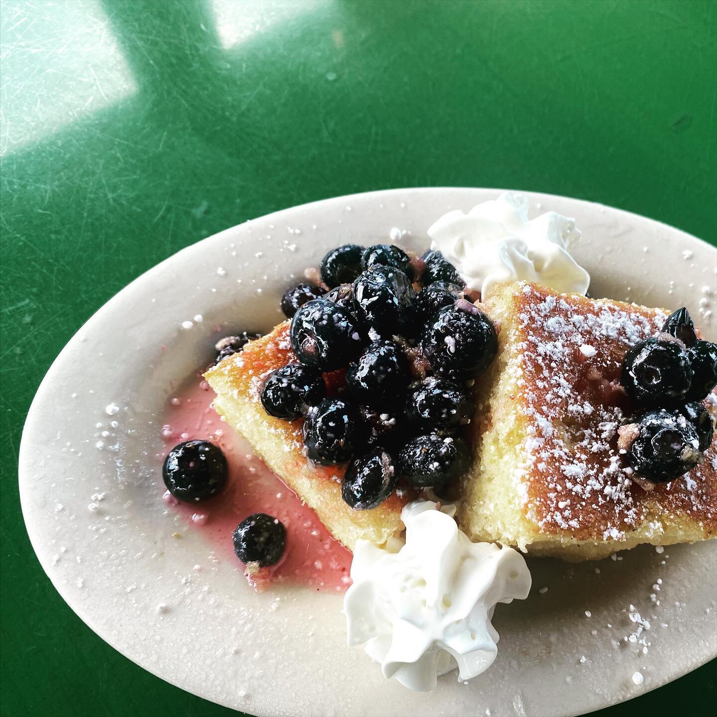 Grand Marnier soaked cornbread with fresh blue berries on special this weekend