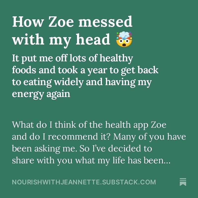 This is my story about food point systems and the pitfalls&hellip; 

I&rsquo;m writing it one year after coming off the Zoe app. 

I&rsquo;ve made this article free - you can access via the link in bio above 

Have a read and let me know your thought