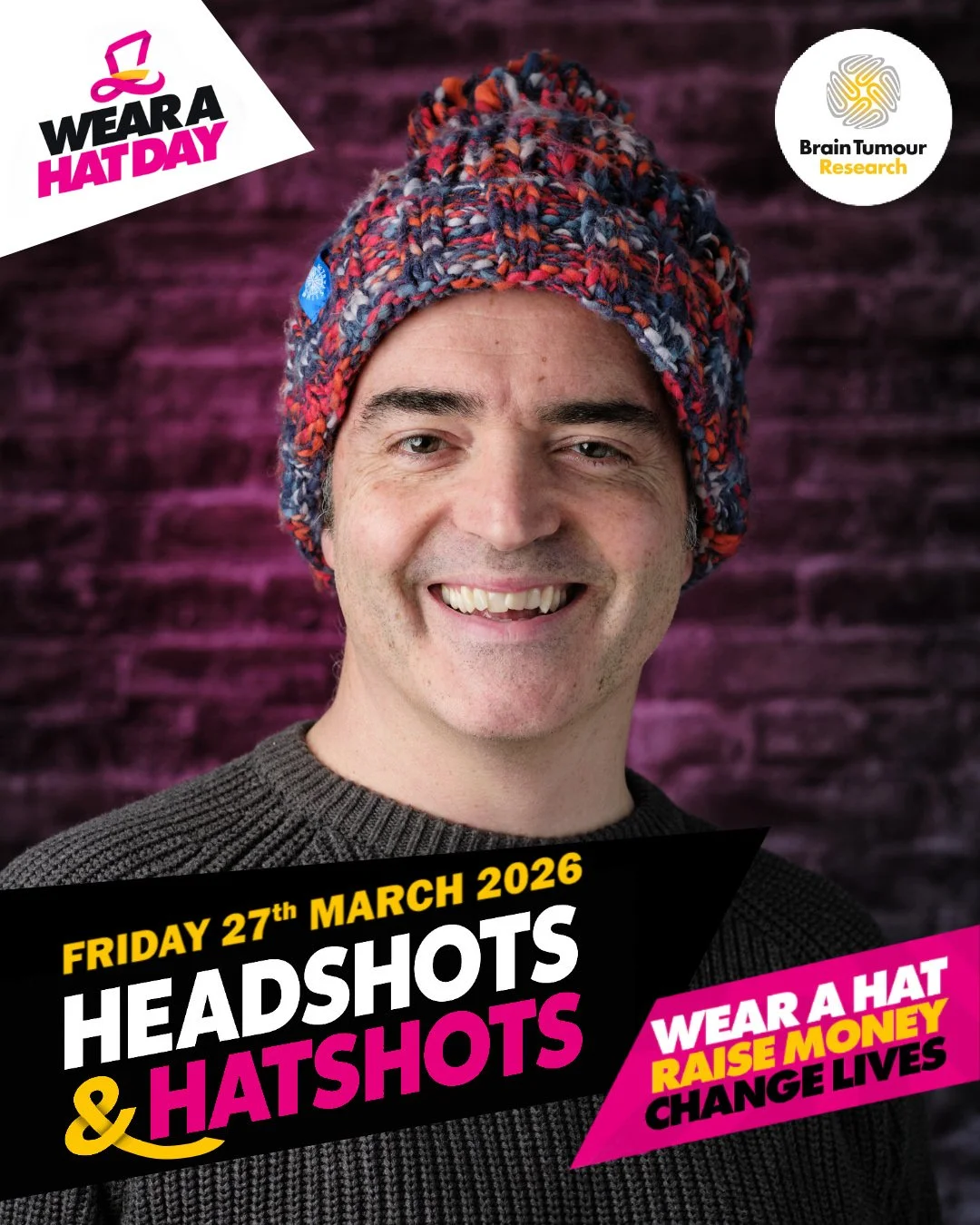 Headshot portrait promoting a charity photoshoot in Leamington Spa