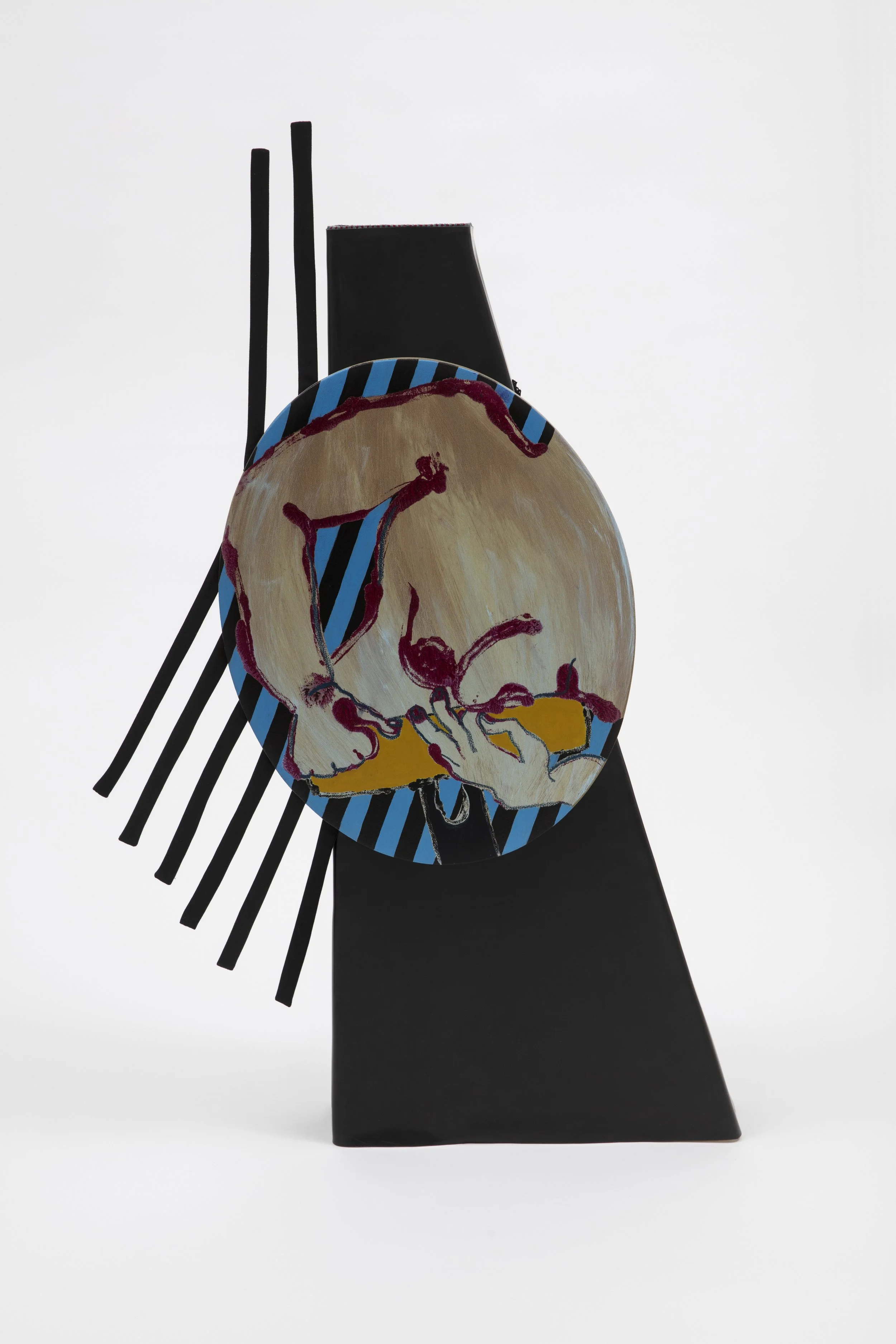 ON MY RIBS "SUR MES COTES", 36x30'', ACRYLIC AND OIL STICK ON CANVAS, LATEX, FABRIC AND LACES, 2024, $2500