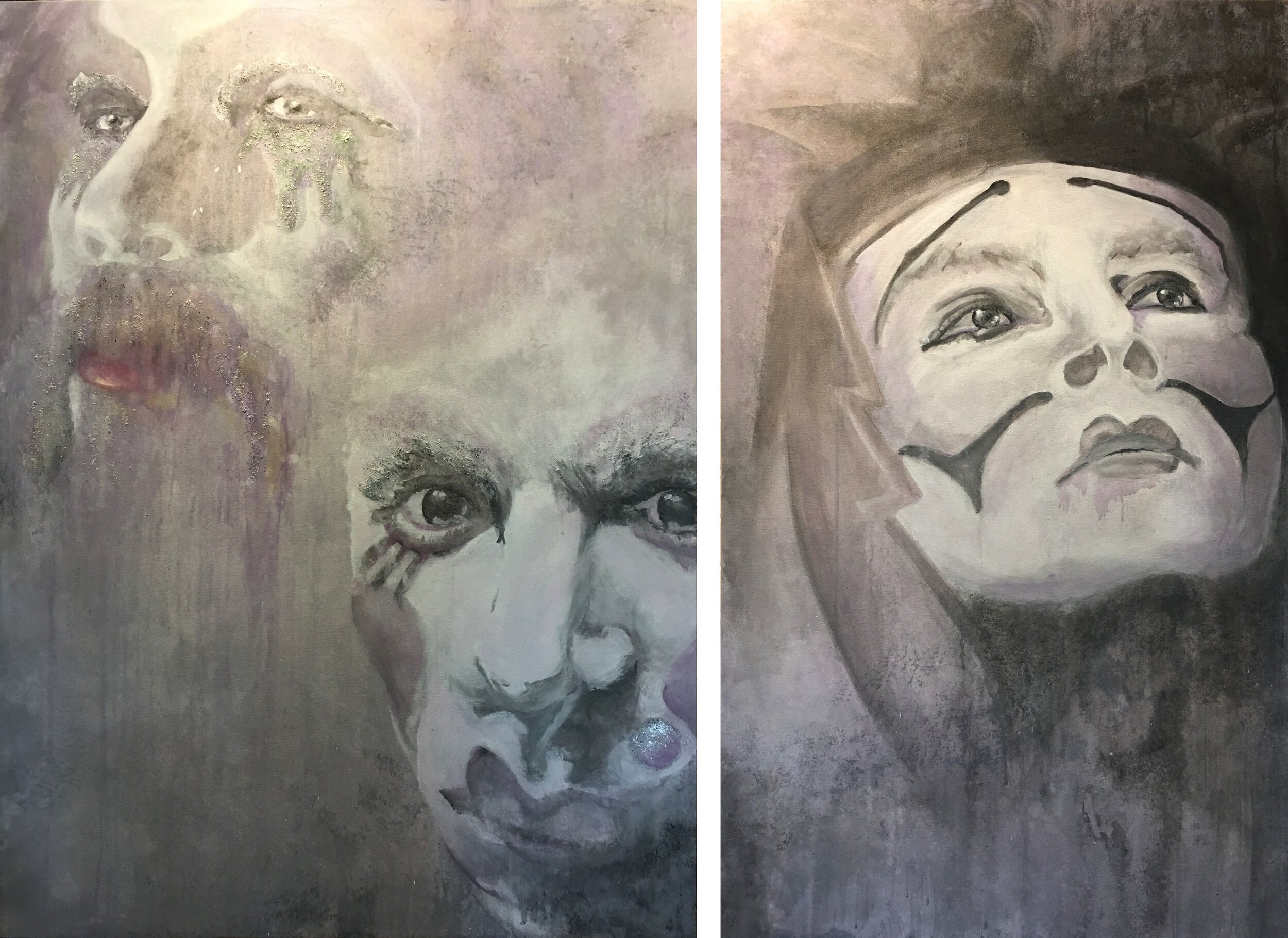 Court of Miracles (Hibiscus, Lennie Dale and Steve Arnold) • 48" x 72" Diptych • Acylic