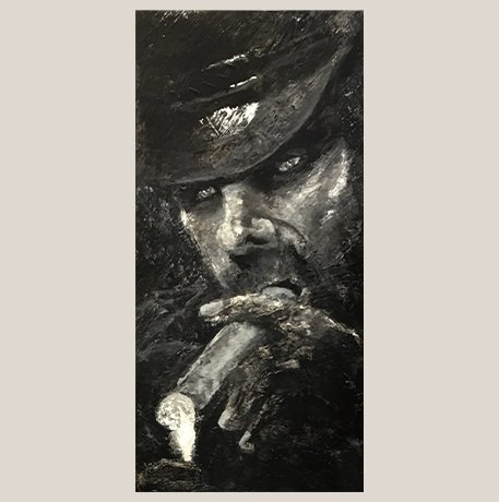 The Last Leatherman • 40" x 20" • Acrylic on Wedge