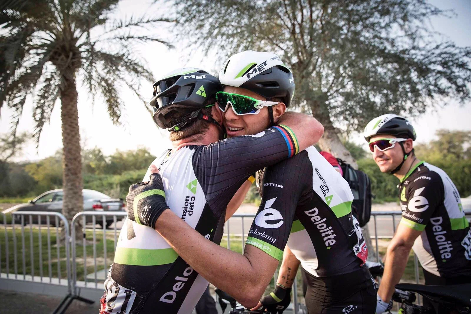 With Mark Cavendish after his stage win, Abu Dhabi Tour, 2017. Photo: Modcycling Photography