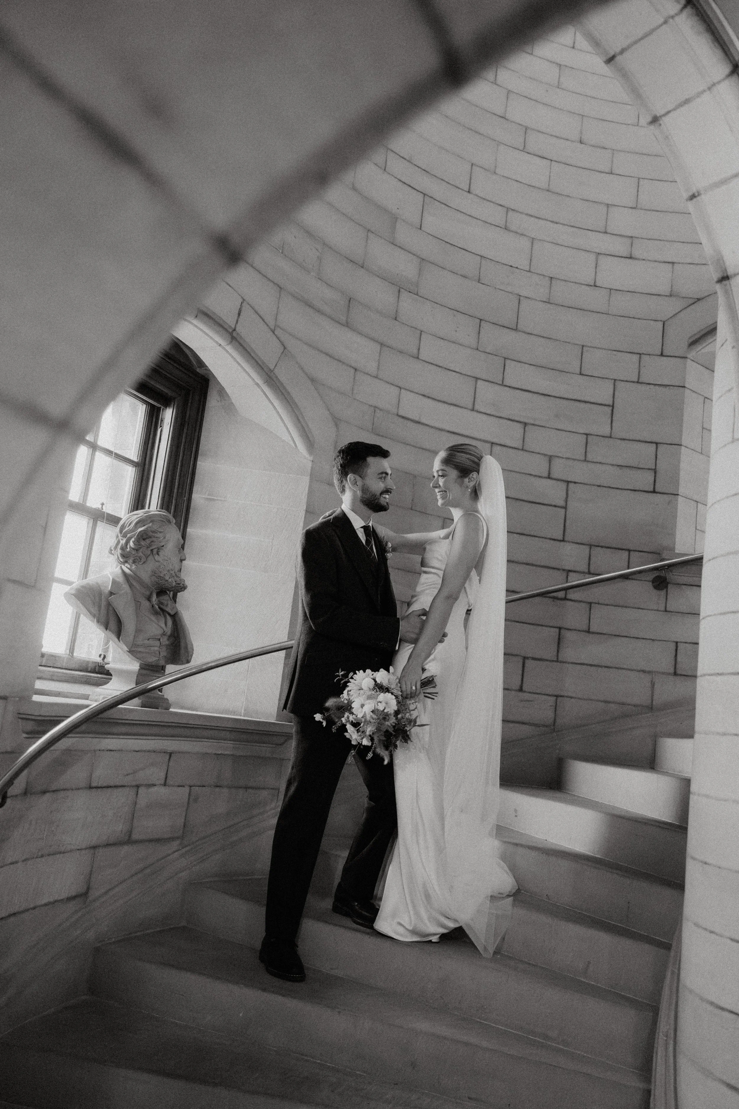 Barnbougle-Castle-Wedding-Staircase-Couple-Photo