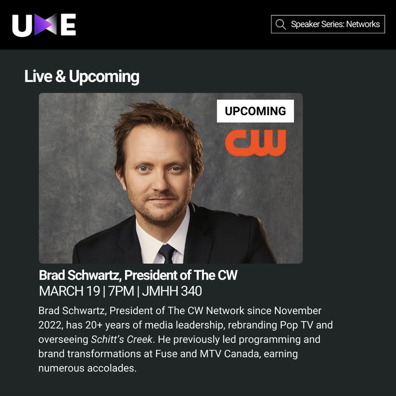 UME Speaker Series: Brad Schwartz