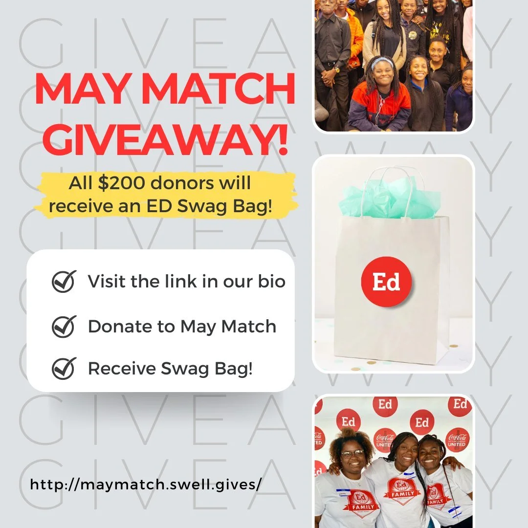 Happy week 3 of May Match!! We are excited to bring you a giveaway to kick off week 3. Throughout the rest of the Month of May, every &lt;$200 donor will receive an Ed Swag Bag! All you have to do is visit http://maymatch.swell.gives/ or the link in 