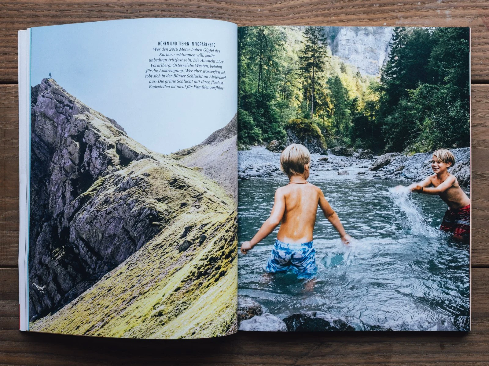 Tearsheet in Geo Magazin Alpen featuring photography by Jonas Jungblut.