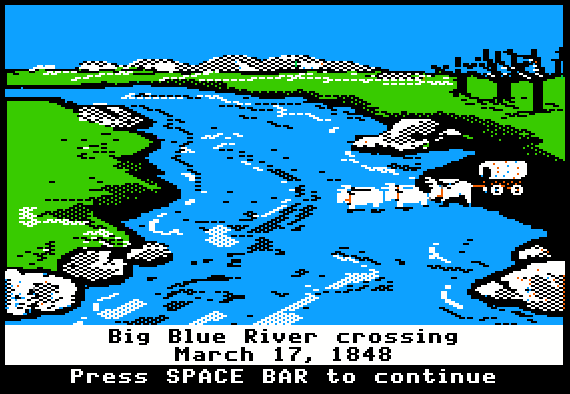 A photo from the Oregon Trail video game