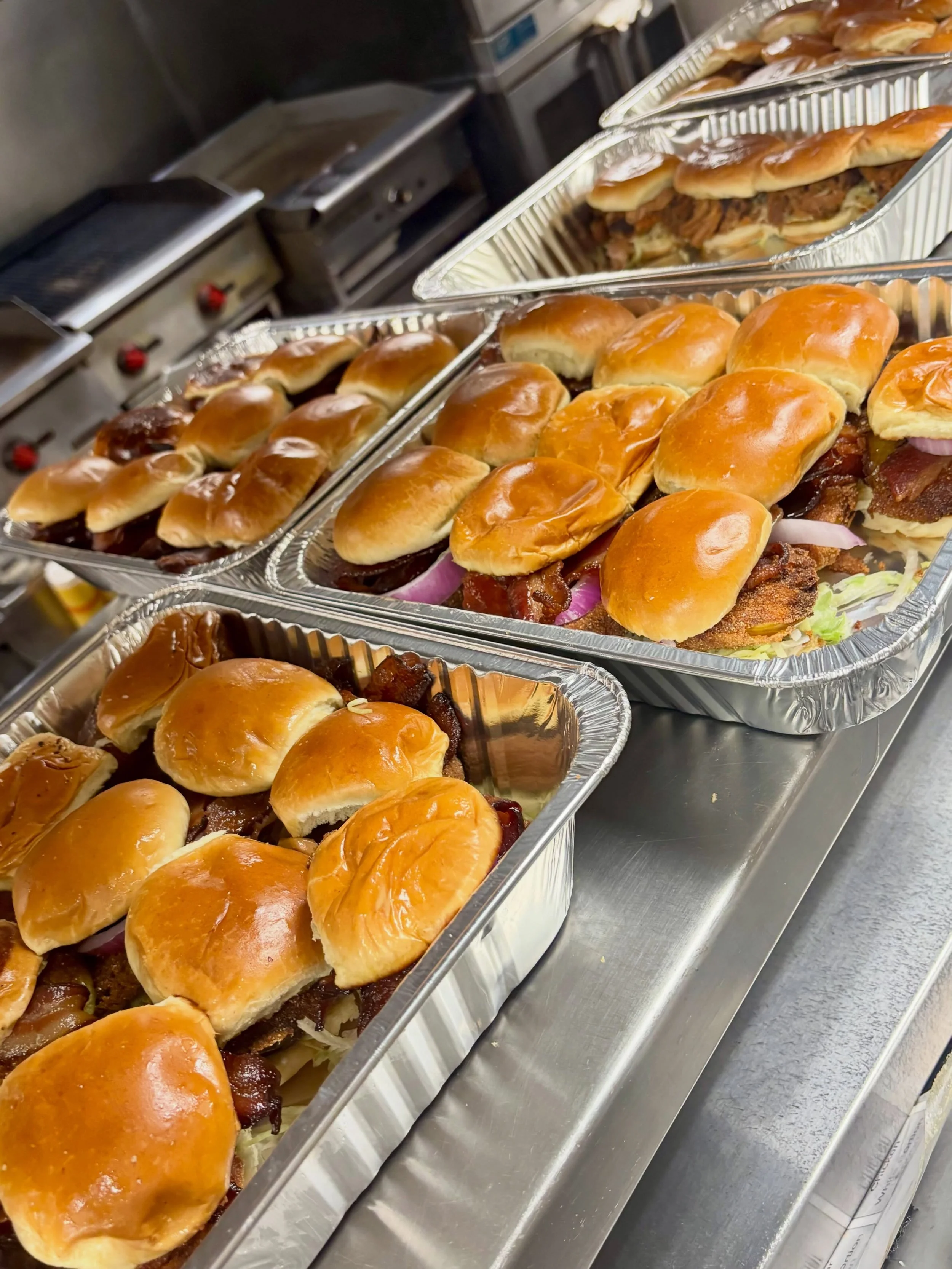 Cucumber finger sandwiches with the crust cut off? Respectfully&hellip; no. 

Your guests want burgers, barbecue, mac &amp; cheese, and a plate that actually fills them up. 

3 ways to cater with us:
➡️ We cater at your space
➡️ Host your private par