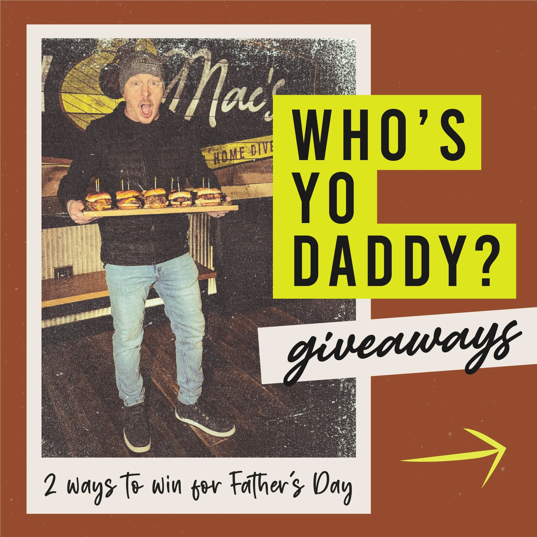With a name like ours, we gotta celebrate the dads. This year, there are TWO ways for y&rsquo;all to win big! 🍻

#1- Visit our link in bio to tell us why your dad, grandpa, husband, best friend, favorite uncle, etc is the MAC DADDY. Enter by 6/18 fo