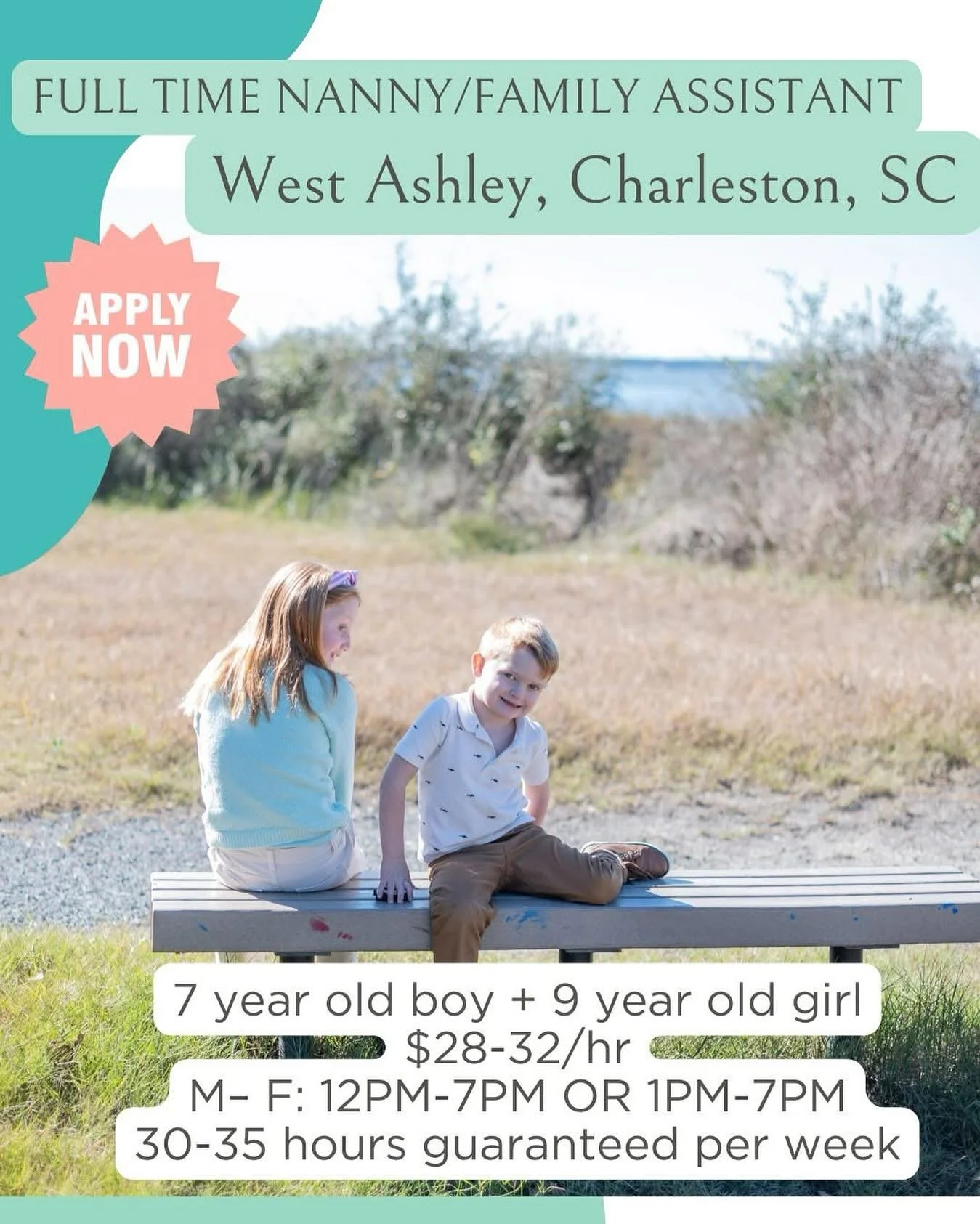 🪺FULL TIME NANNY/FAMILY ASSISTANT NEEDED IN WEST ASHLEY, CHARLESTON, SC 🪺

A wonderful and welcoming family is searching for a Family Assistant/Nanny to join their team! They&rsquo;re looking for someone who is highly organized, upbeat, proactive, 