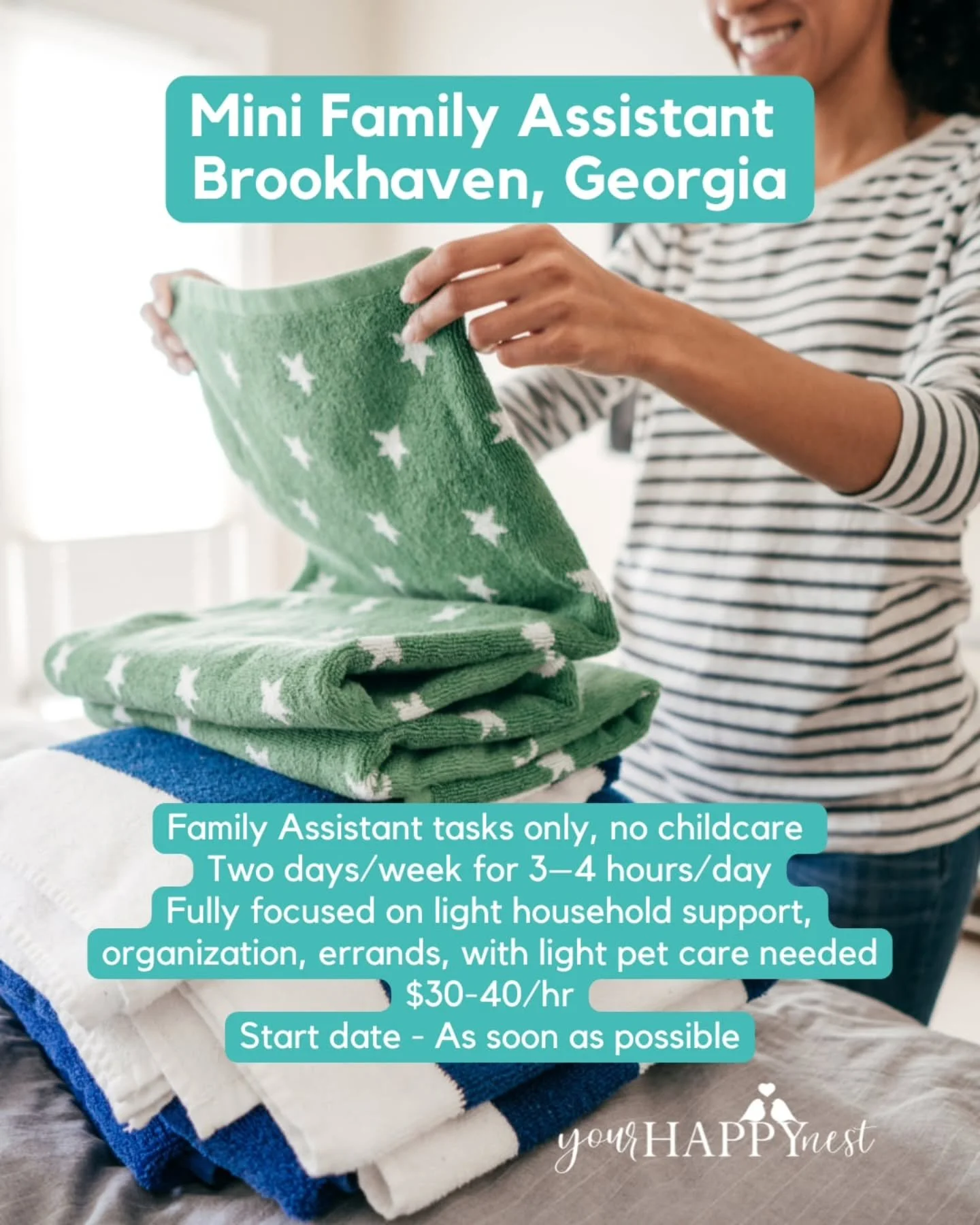 😇🫶 A thoughtful, organized family is seeking a reliable and detail-oriented Mini Family Assistant to support their household with light organizational tasks and weekly upkeep. This position is ideal for someone who enjoys staying organized, is effi