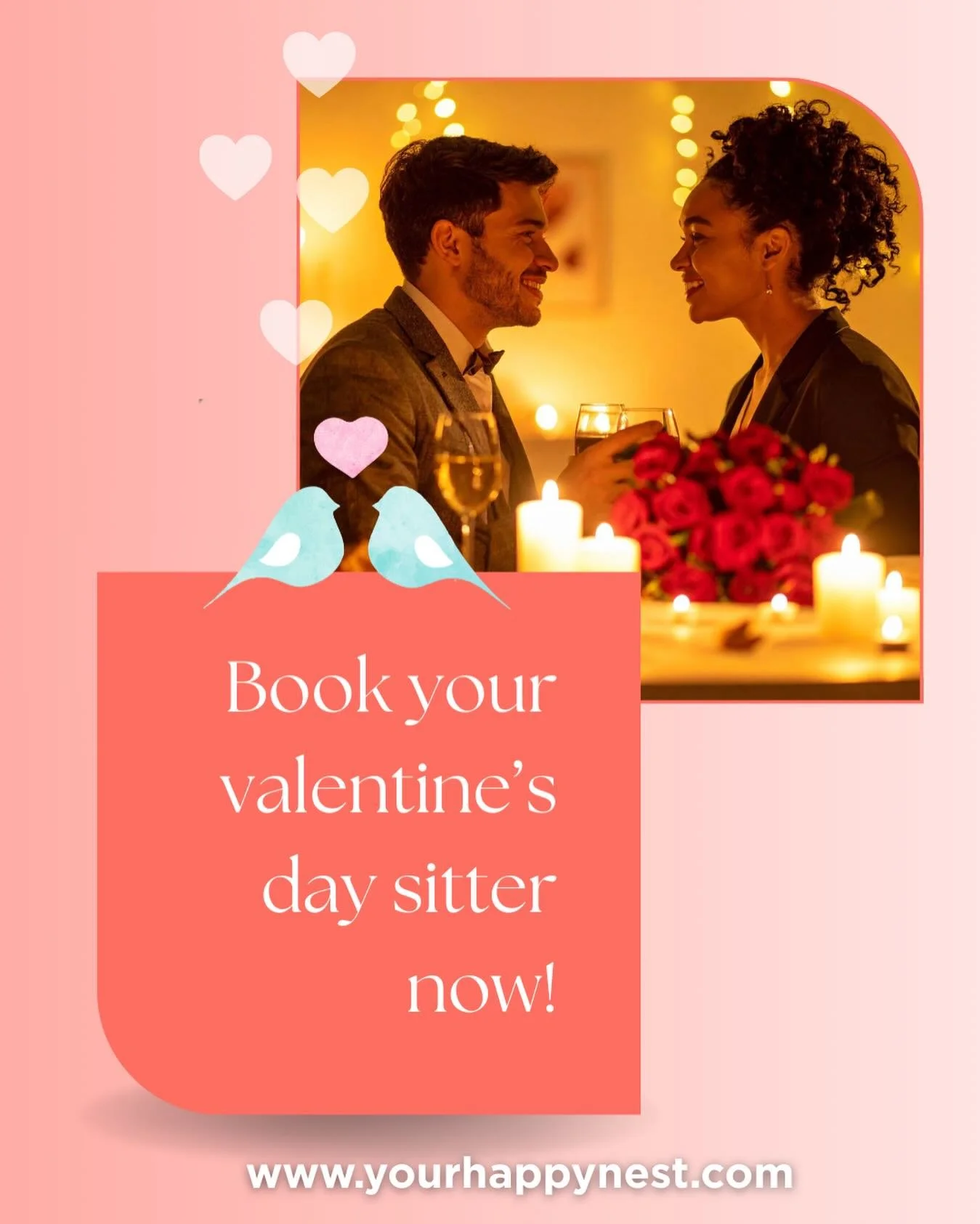 You book the dinner. We book the sitter. 💗

Whether you&rsquo;re planning a dinner out, or daytime date, our trusted babysitters are ready to step in so you can enjoy
your plans with complete peace of mind. 

Valentine&rsquo;s Day is one of our busi