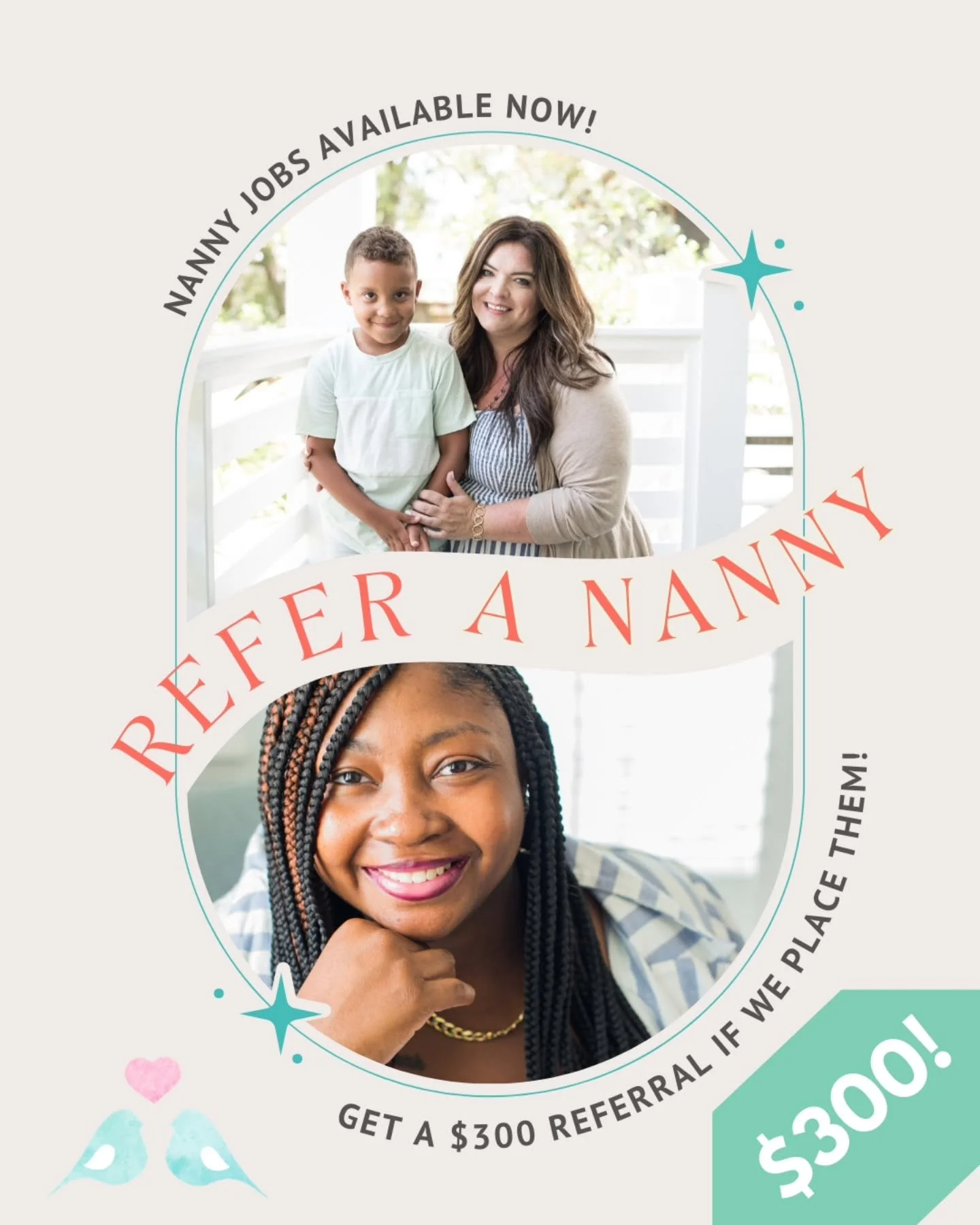 Attention Charleston Nannies: Are you looking for your next nanny job or know of a great nanny who is?

We are seeking amazing nannies in CHARLESTON, and offering a $300 referral bonus if we place a nanny you send our way! 💸💸

Tag a nanny friend 👇