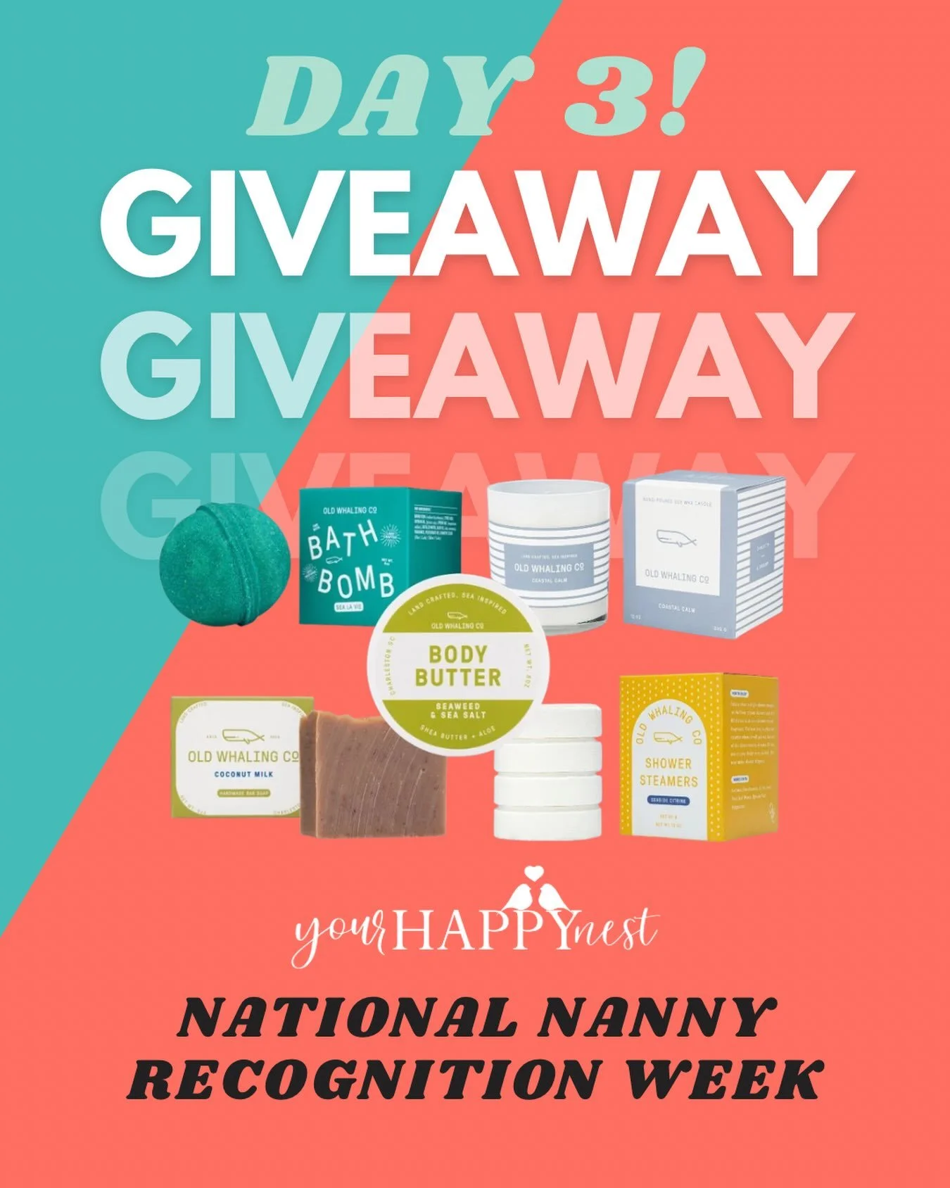 NNRW day 3 of giveaways is here!

Today we are giving away some self care goodies from one of our favorite local Charleston brands Old Whaling Co. I have been buying their lotions, scrubs and other products for years and they are such good quality an