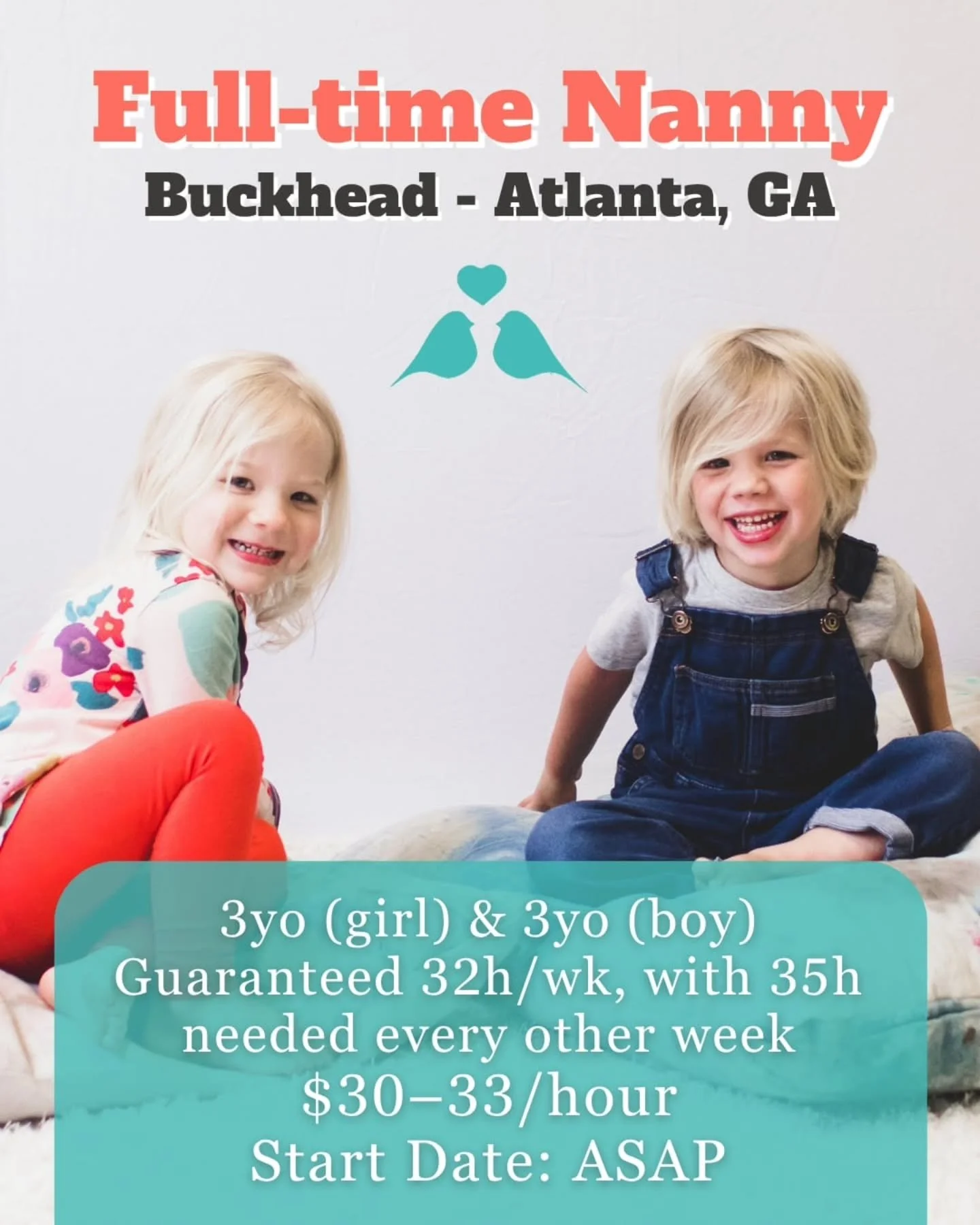 👩&zwj;👧&zwj;👦 ✨ FULL-TIME NANNY NEEDED IN BUCKHEAD - ATLANTA, GA 👩&zwj;👧&zwj;👦 ✨

A bustling family in Buckhead is in need of a highly dependable, hands-on nanny for their two fun-loving preschoolers!&nbsp; This position is ideal for a career n